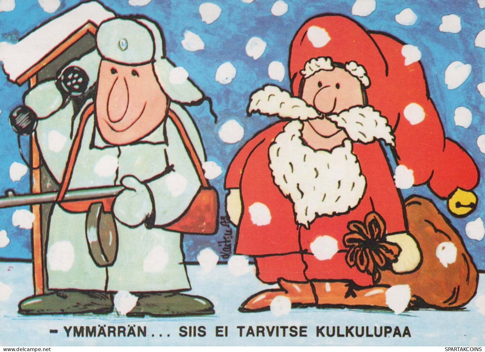 SANTA CLAUS Happy New Year Christmas GNOME Vintage Postcard CPSM #PBA956.A - Santa Claus
