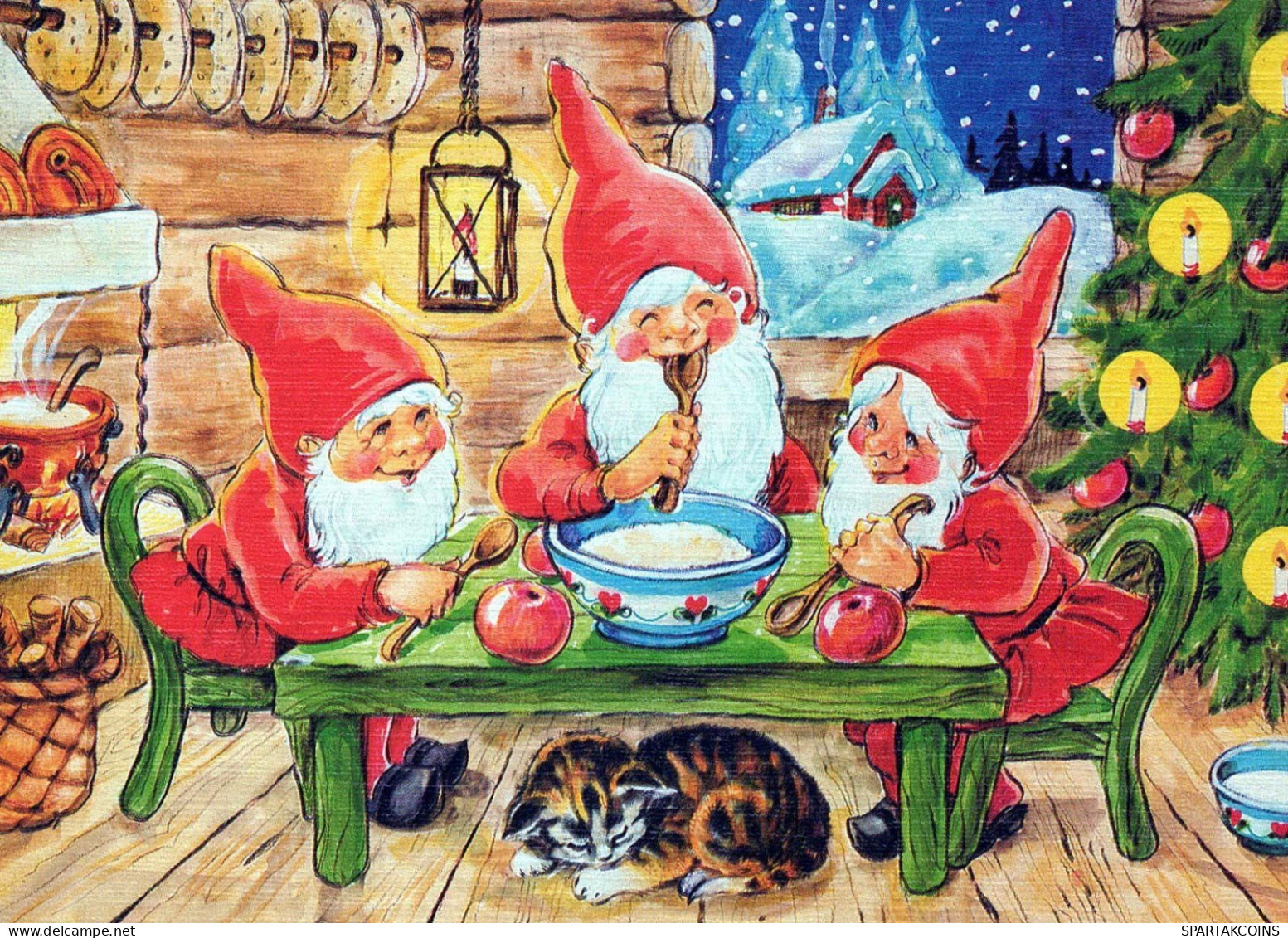 PÈRE NOËL Bonne Année Noël GNOME Vintage Carte Postale CPSM #PBA919.A - Santa Claus