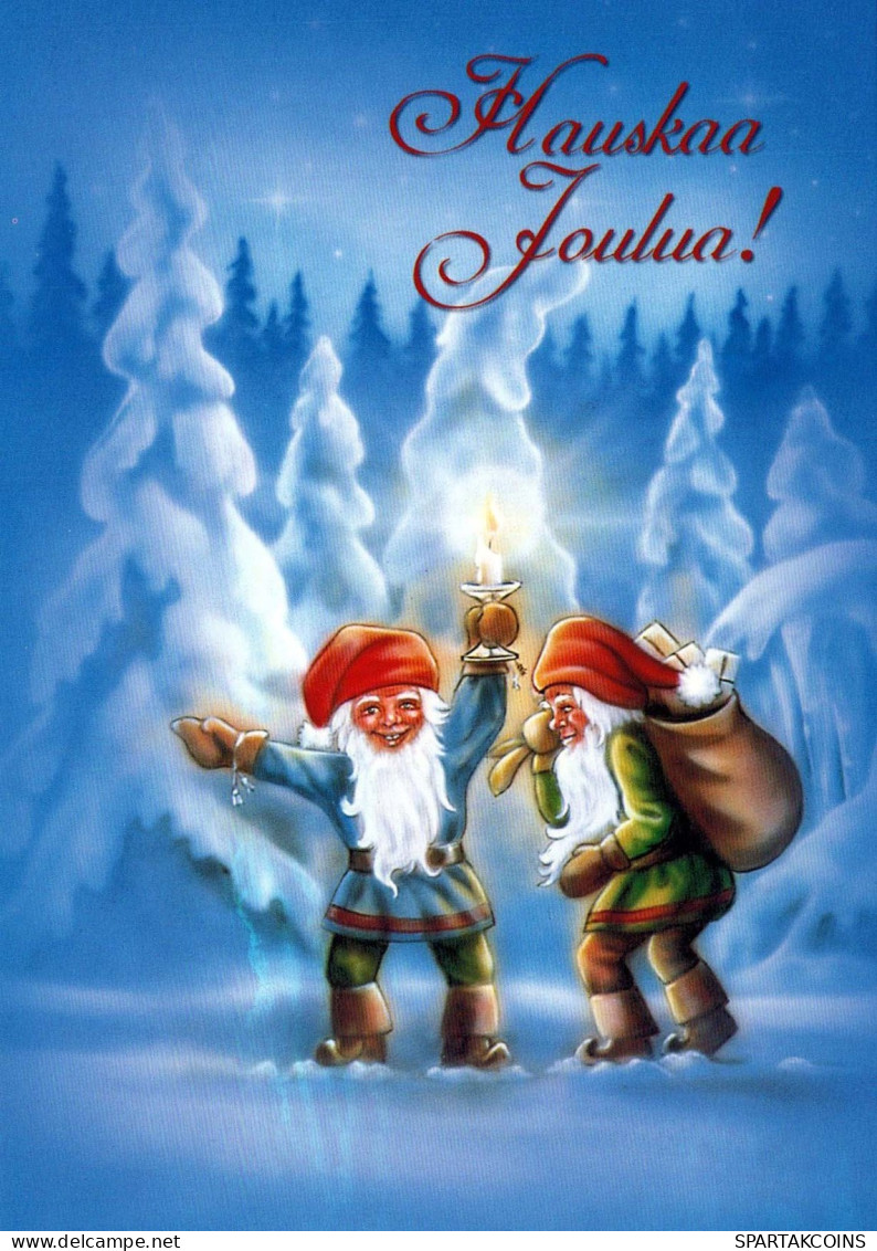 BABBO NATALE Buon Anno Natale GNOME Vintage Cartolina CPSM Unposted #PBA588.A - Santa Claus