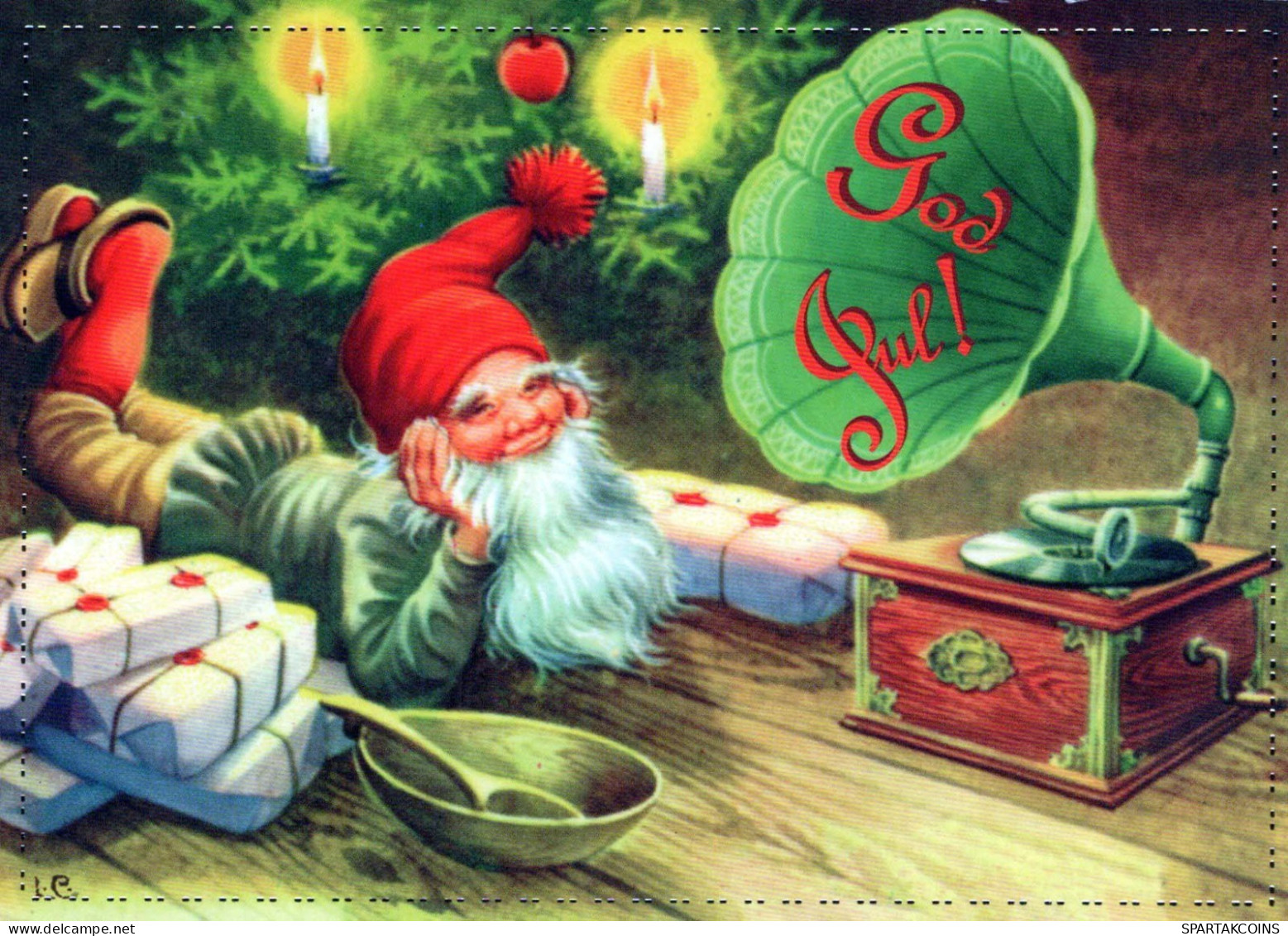 PÈRE NOËL Bonne Année Noël GNOME Vintage Carte Postale CPSM #PBA734.A - Santa Claus