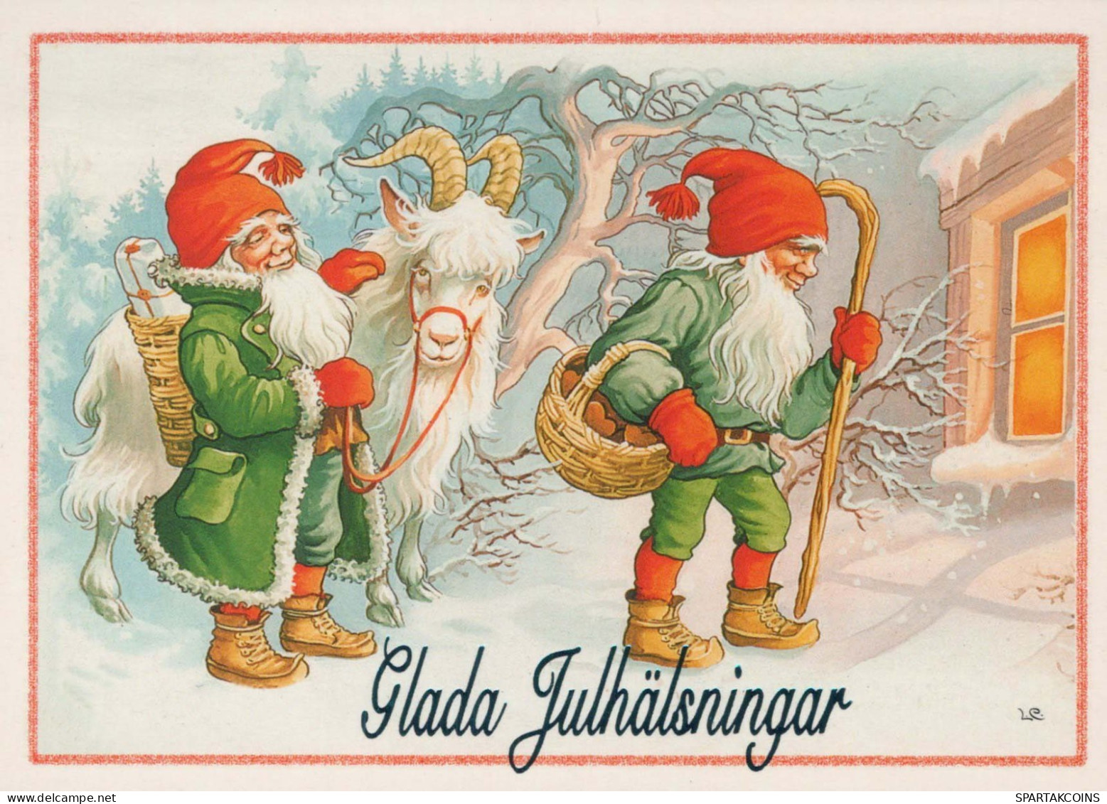 SANTA CLAUS Happy New Year Christmas GNOME Vintage Postcard CPSM #PBA711.A - Santa Claus