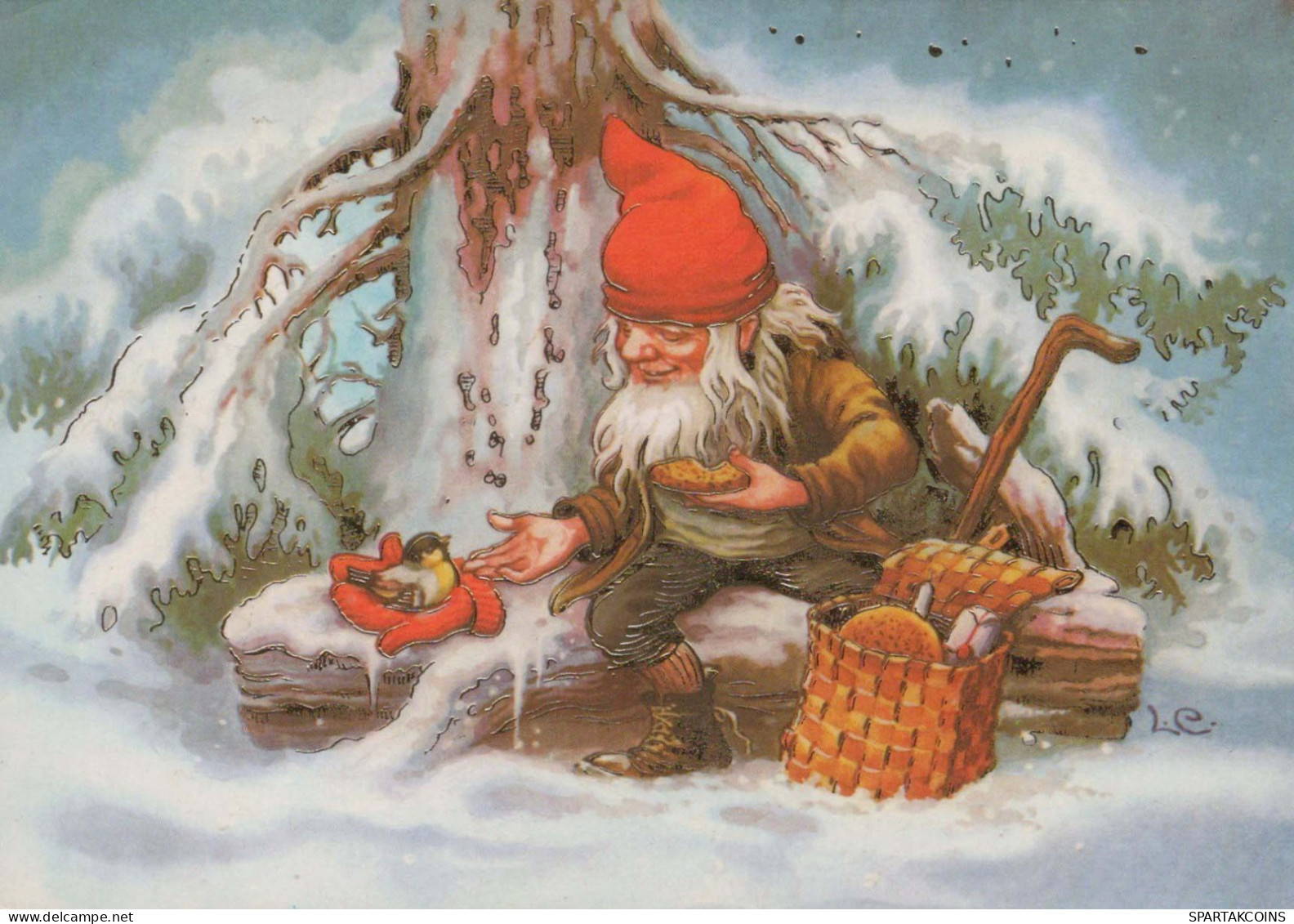 PÈRE NOËL Bonne Année Noël GNOME Vintage Carte Postale CPSM #PBA744.A - Santa Claus