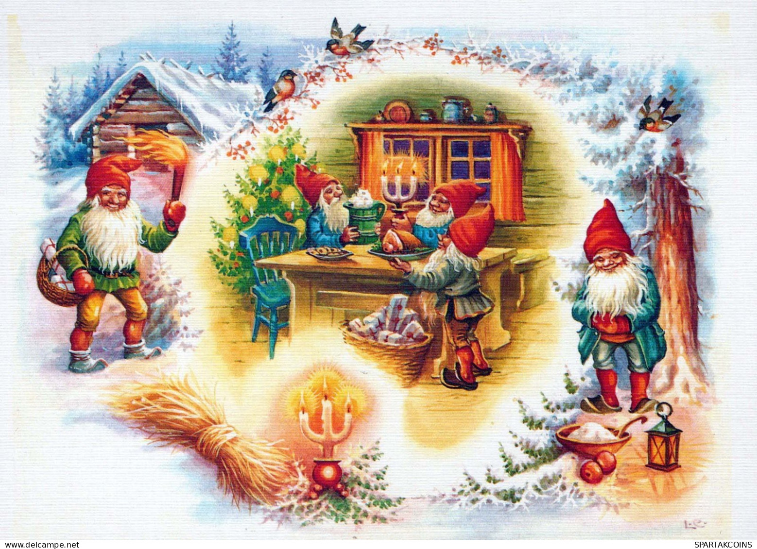 BABBO NATALE Buon Anno Natale GNOME Vintage Cartolina CPSM #PBA673.A - Santa Claus