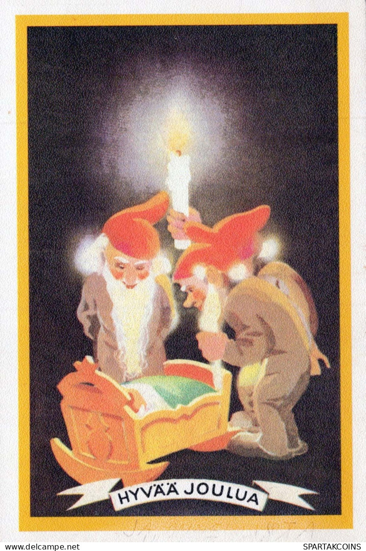 WEIHNACHTSMANN SANTA CLAUS Neujahr Weihnachten GNOME Vintage Ansichtskarte Postkarte CPSM #PAY968.A - Santa Claus