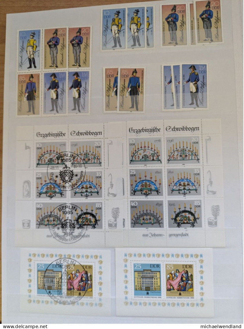 Sehr gut erhaltene Sätze Briefmarken DDR Jahrgänge 1986-87, verschiedene Motive