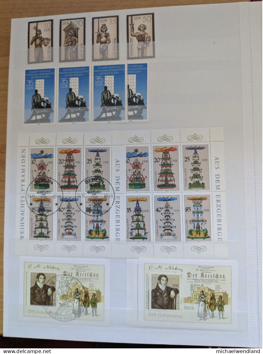 Sehr gut erhaltene Sätze Briefmarken DDR Jahrgänge 1986-87, verschiedene Motive