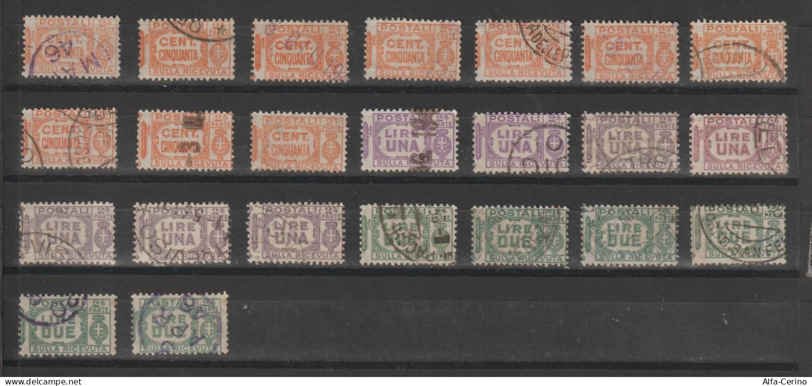 REGNO: 1927/32  PACCHI  POSTALI  -  LOTTICINO  23  VALORI  1/2  DX. US. RIPETUTI  -  SASS. 28//31 - Pacchi Postali