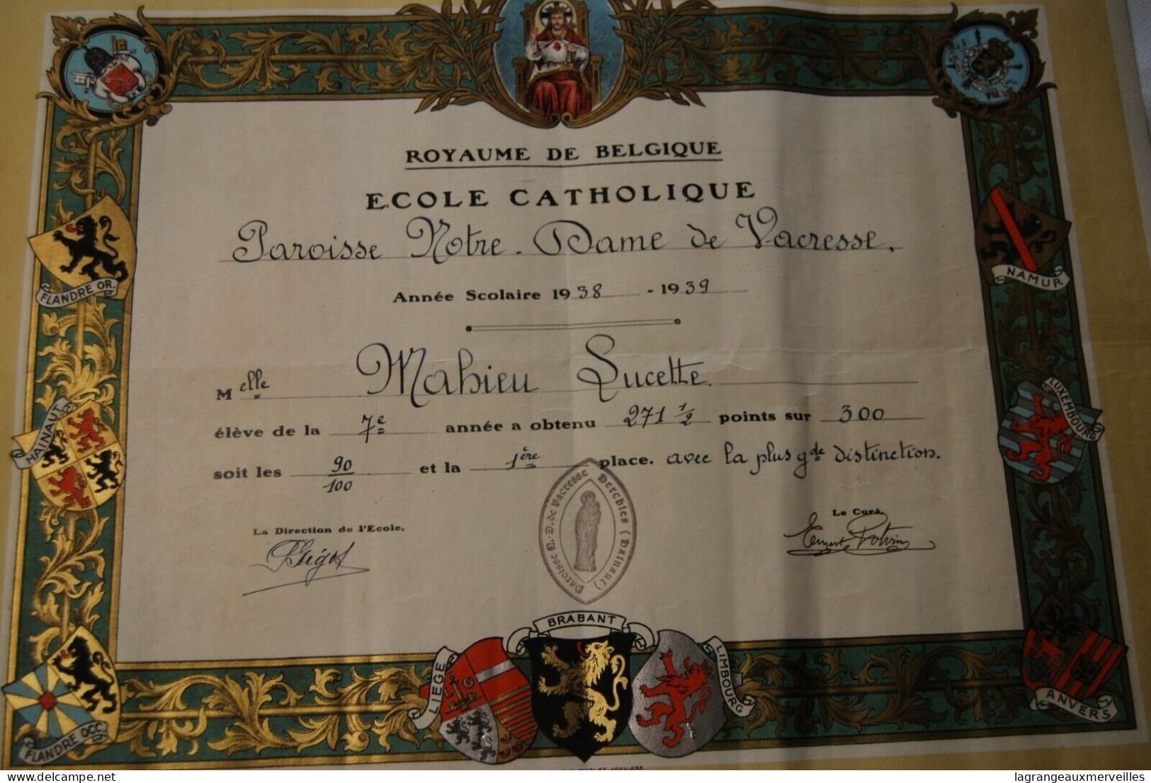 AF1 Ancien Diplôme - école De Vacresse - 1939 - Diplomas Y Calificaciones Escolares