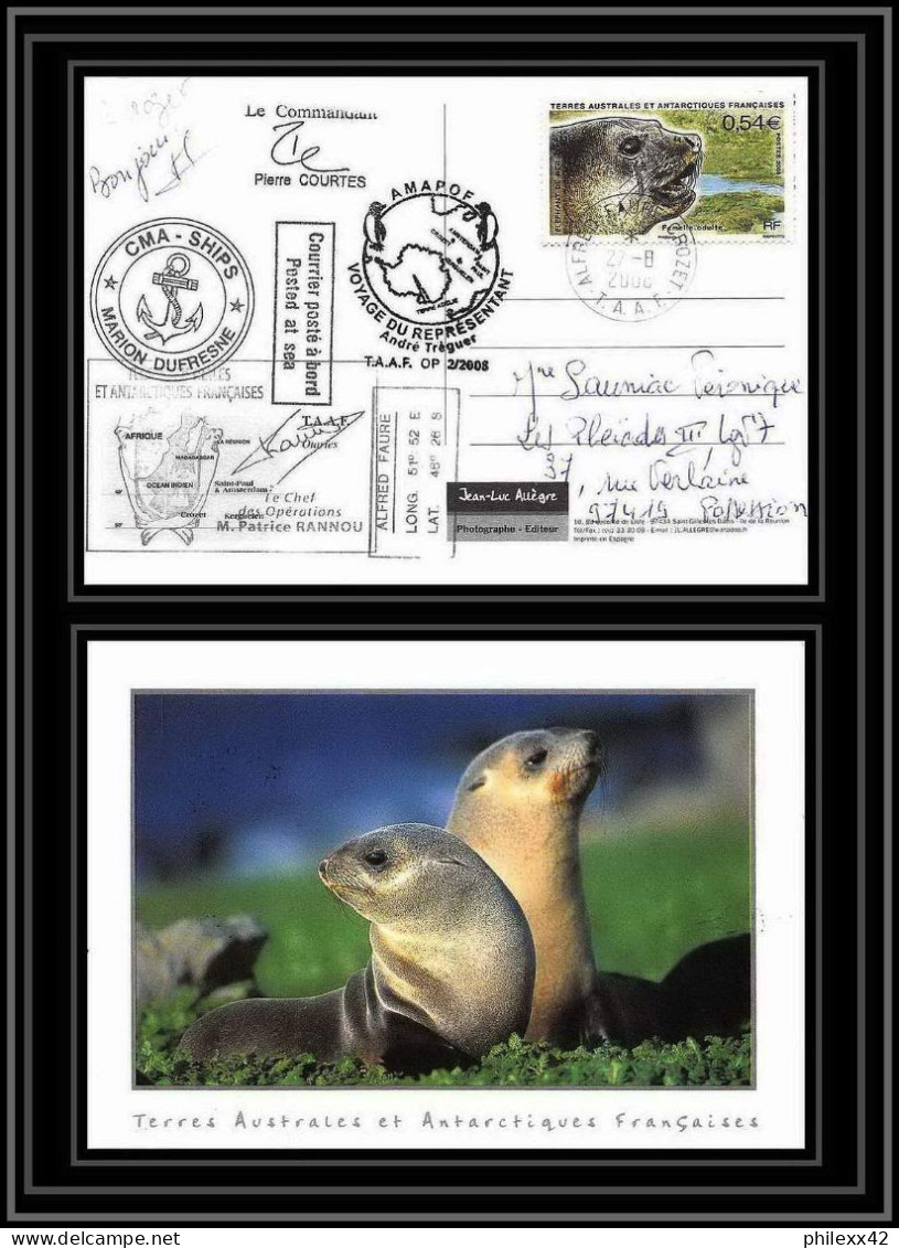 2797 Terres Australes (taaf)-carte Postale Dufresne 2 Signé Signed Op 2008/2 TREGUER Sea Elephant N°508 CROZET - Lettres & Documents