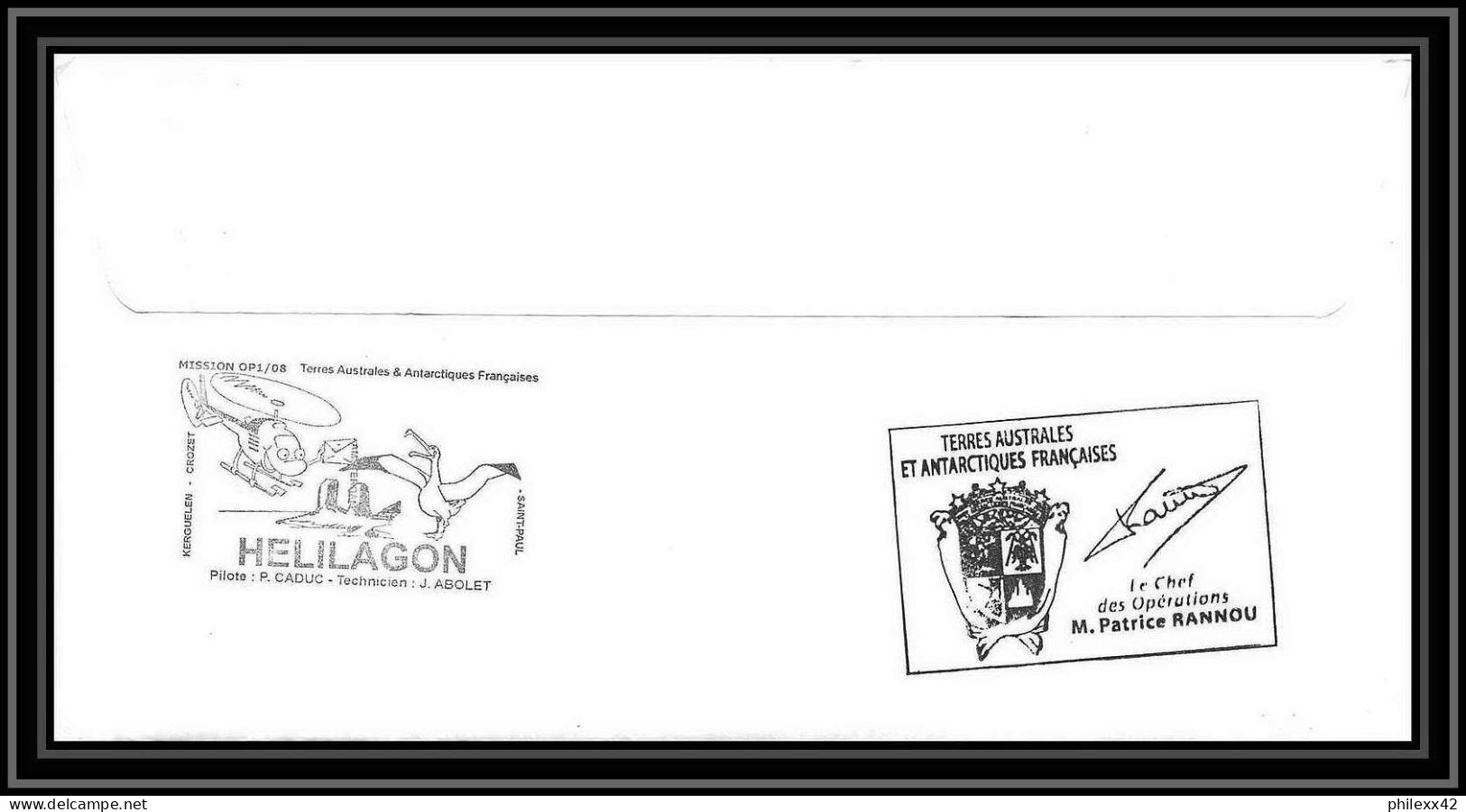 2790 Helilagon Terres Australes TAAF Lettre Cover Dufresne 2 Signé Signed Op 2008/1 ST PAUL 21/4/2008 N°477 - Helicopters