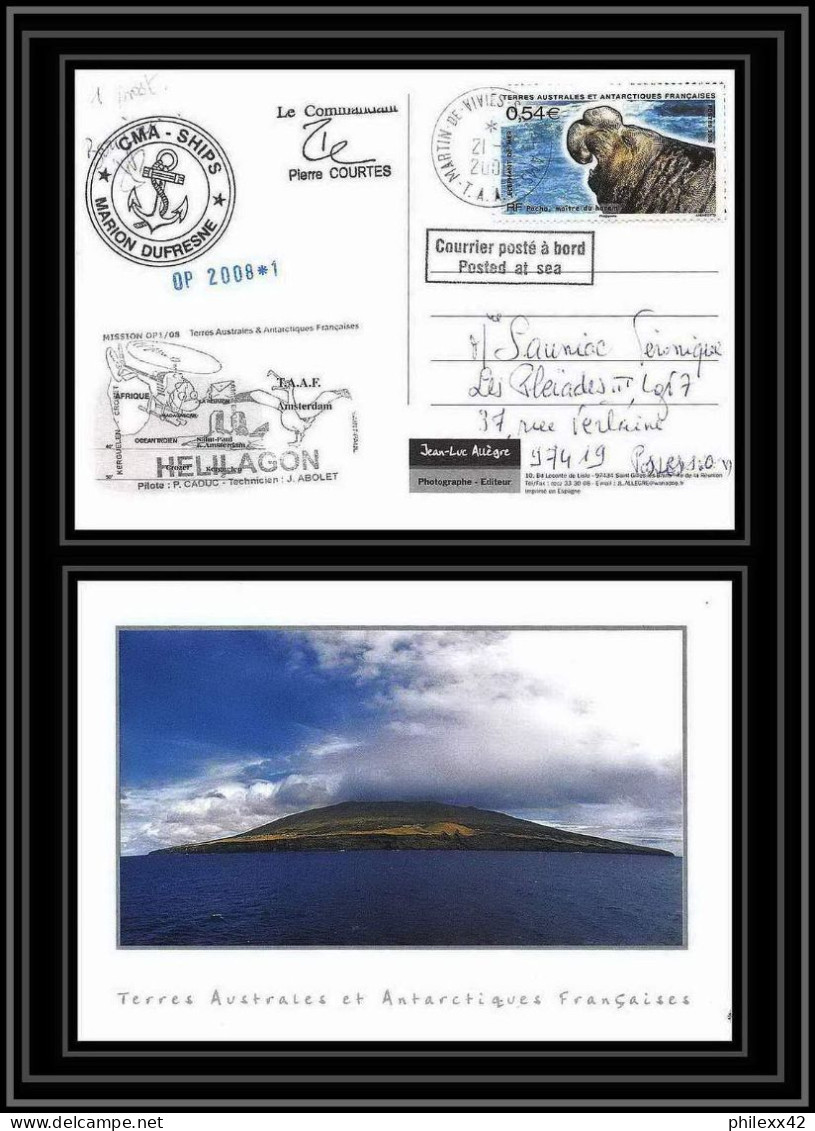 2795 Helilagon Terres Australes (taaf)-carte Postale Dufresne 2 Signé Signed Op 2008/1 ST PAUL N°511 Sea Elephant - Hélicoptères