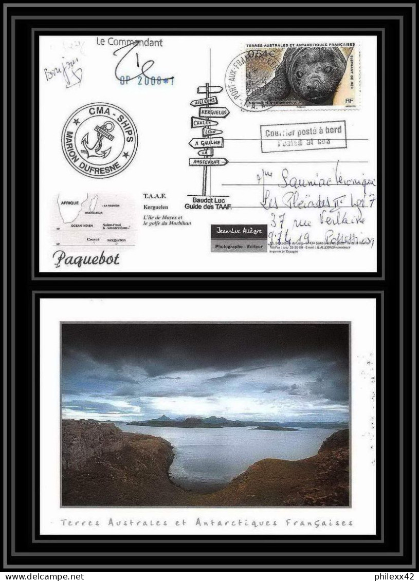 2793 ANTARCTIC Terres Australes (taaf)-carte Postale Dufresne 2 Signé Signed Op 2008/1 Kerguelen N°510 13/4/2008 - Covers & Documents