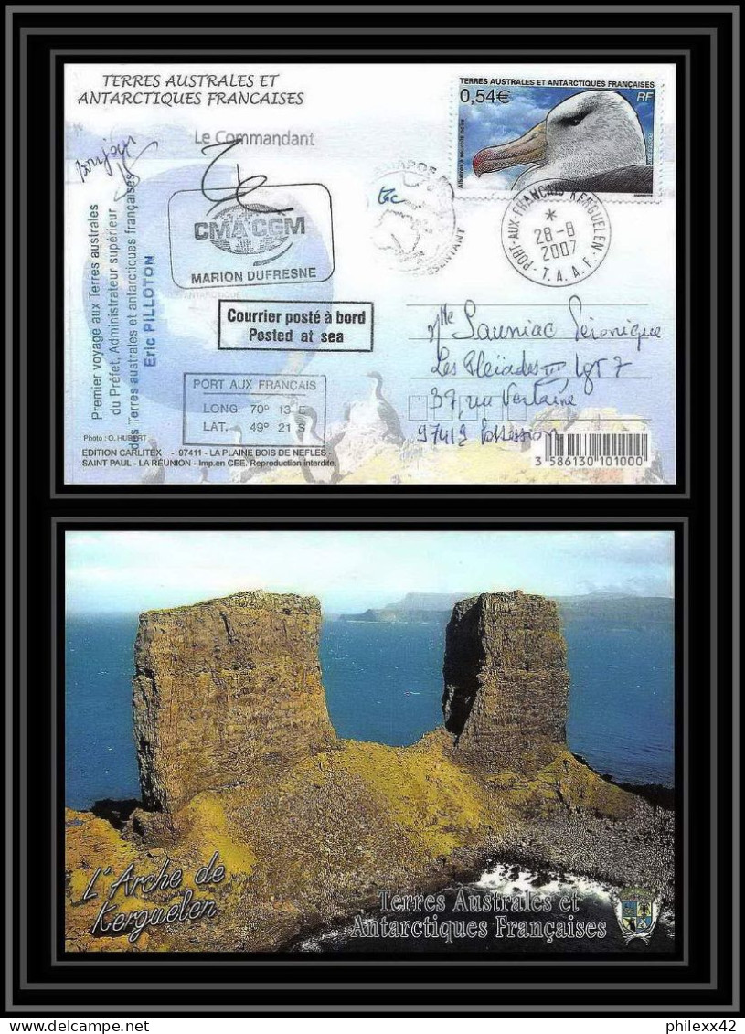 2758 ANTARCTIC Terres Australes (taaf)-carte Postale Dufresne 2 Signé Signed Op 2007/2 N°466 KERGUELEN 28/8/2007 - Covers & Documents