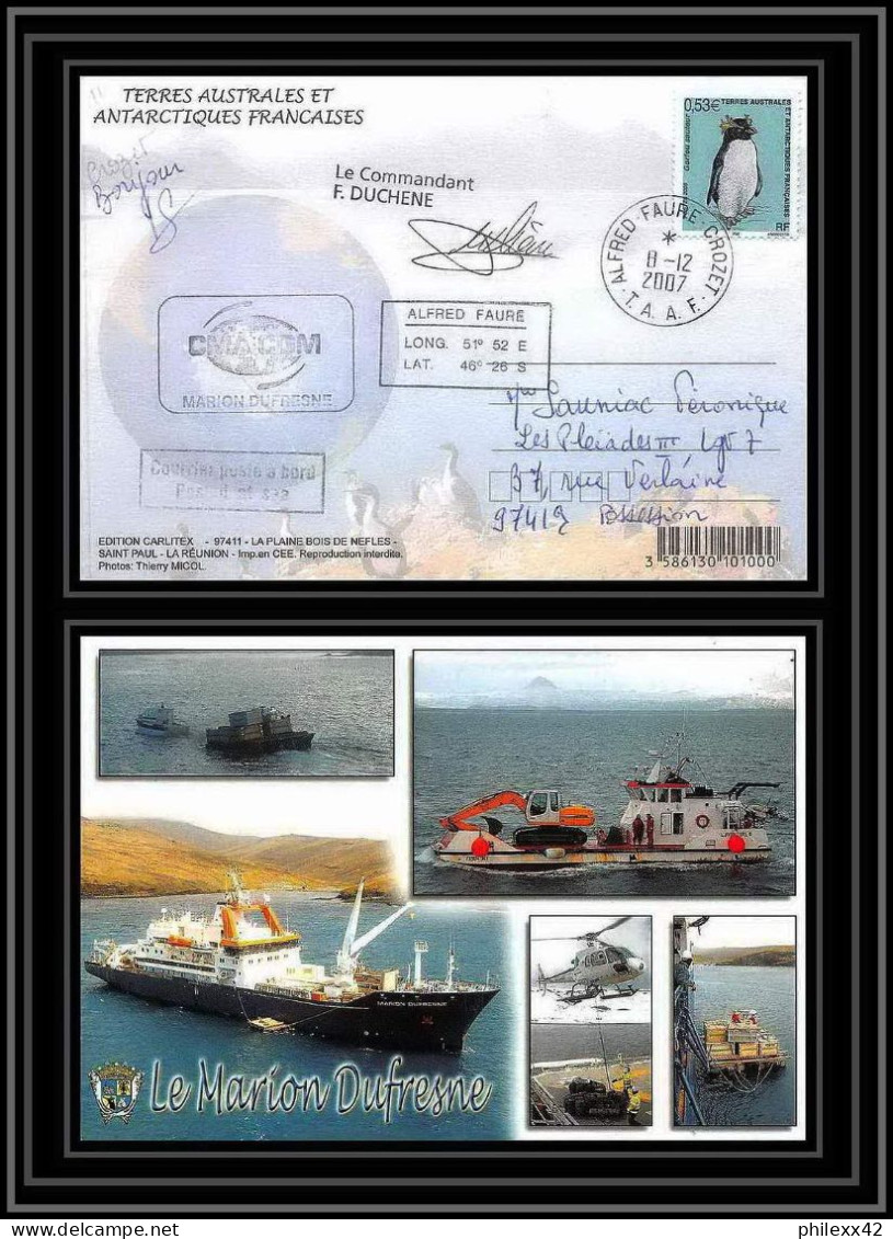 2751 ANTARCTIC Terres Australes (taaf)-carte Postale Dufresne 2 Signé Signed Op 2007/4 N°450 CROZET 11/12/2007 - Expediciones Antárticas
