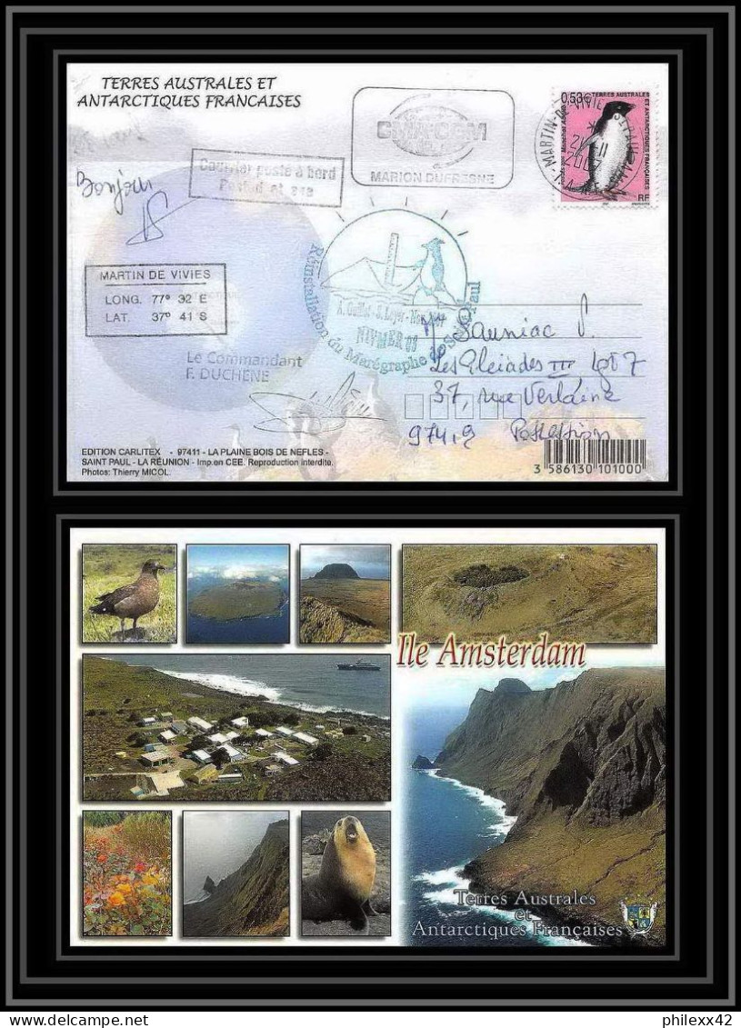 2750 ANTARCTIC Terres Australes (taaf)-carte Postale Dufresne 2 Signé Signed Op 2007/3 N°448 ST PAUL 21/11/2007 - Briefe U. Dokumente