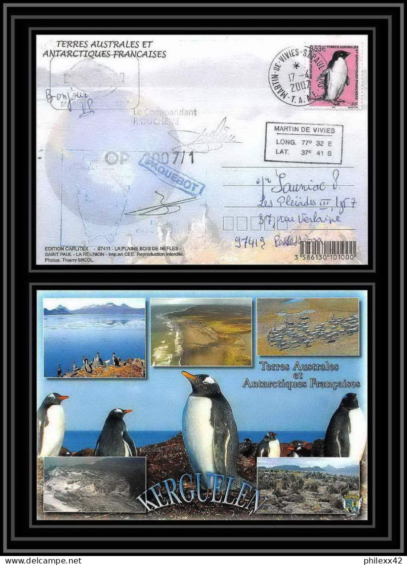 2743 ANTARCTIC Terres Australes (taaf)-carte Postale Dufresne 2 Signé Signed Op 2007/1 N°448 KERGUELEN 17/4/2007 - Covers & Documents