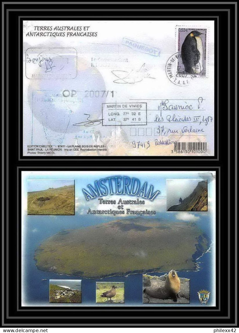 2744 ANTARCTIC Terres Australes (taaf)-carte Postale Dufresne 2 Signé Signed Op 2007/1 N°445 ST PAUL 17/4/2007 - Spedizioni Antartiche