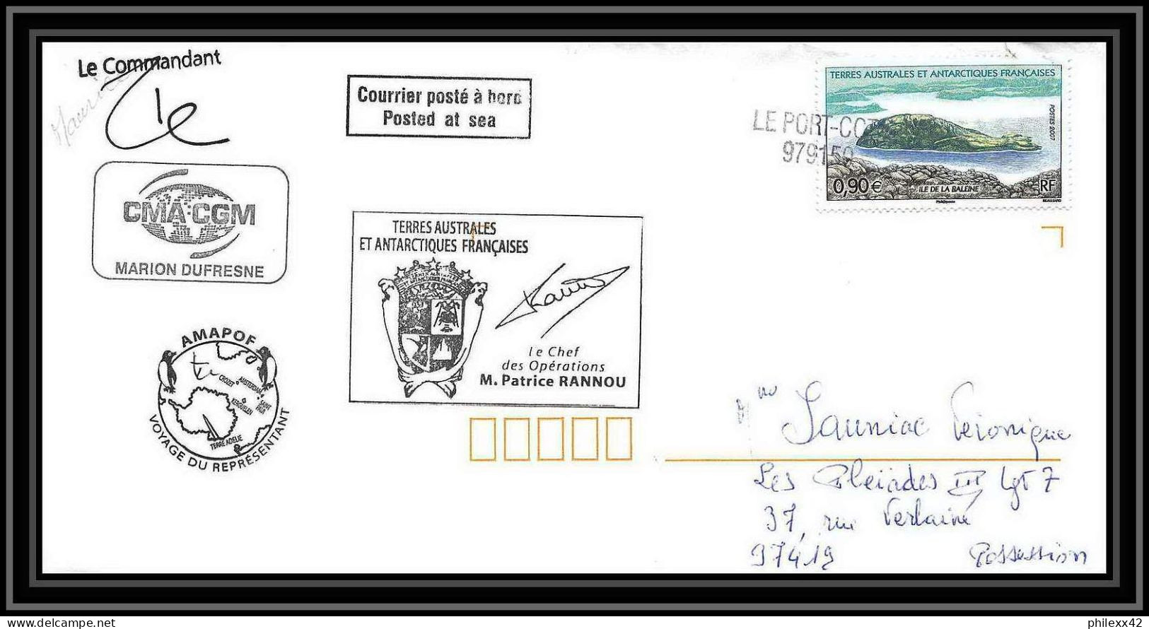 2716 ANTARCTIC Terres Australes (taaf) Dufresne 2 Signé Signed Op 2007/2 Maurice (mauritus) Helilagon Voyage Pilloton - Expediciones Antárticas