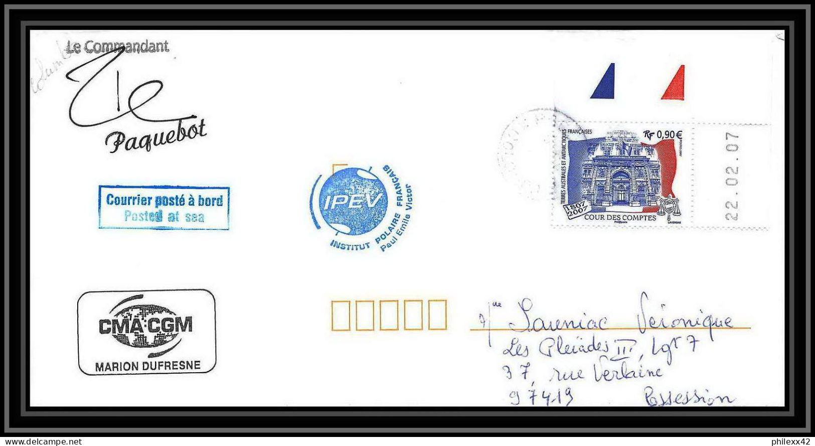 2693 ANTARCTIC Terres Australes TAAF Lettre Cover Dufresne 2 Signé Signed IPEV Colombo 1/6/2007 N°471 Coin Daté - Expediciones Antárticas