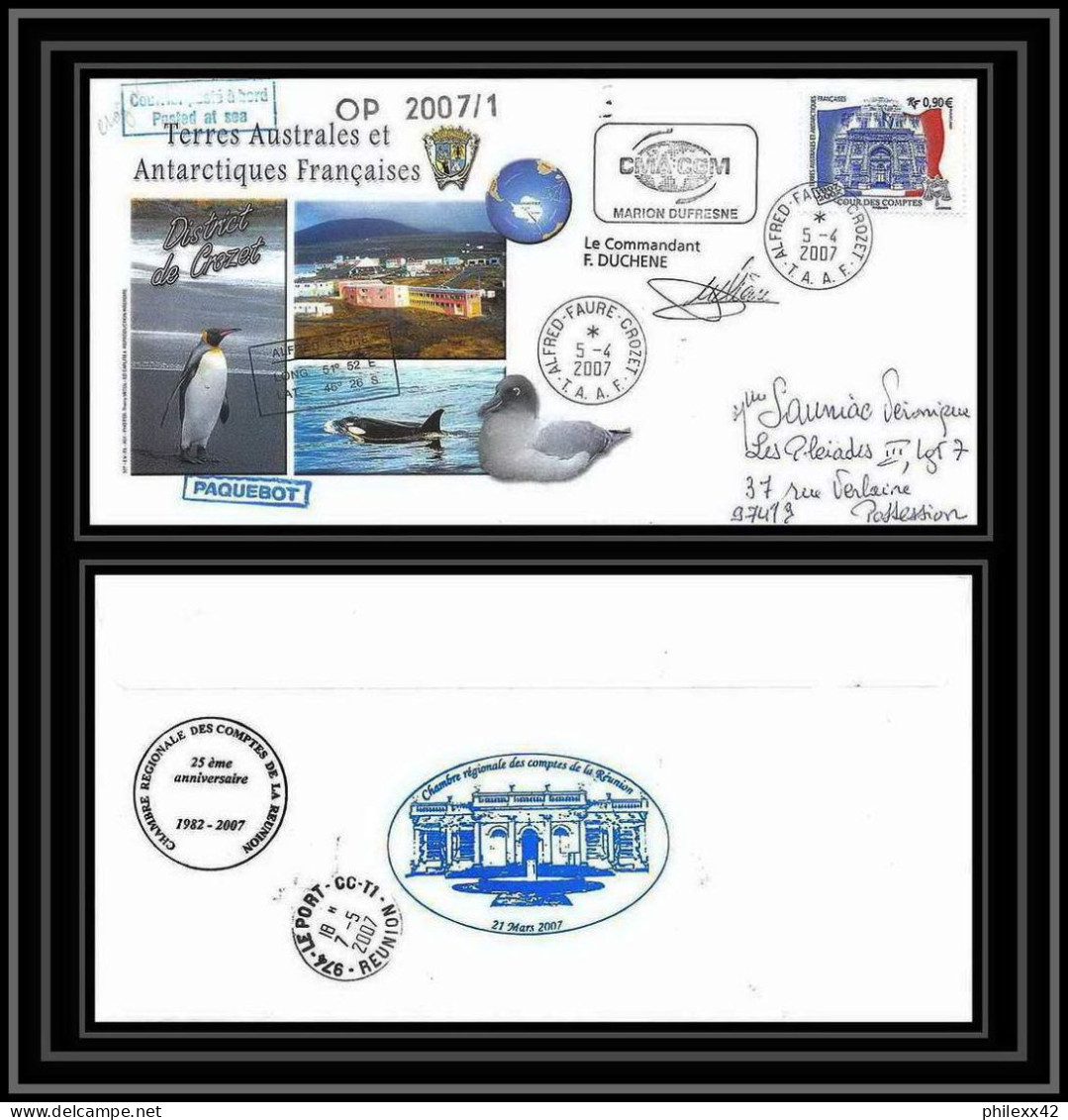 2674 ANTARCTIC Terres Australes TAAF Lettre Cover Dufresne 2 Signé Signed Op 2007/1 Crozet 5/4/2007 N°471 - Covers & Documents