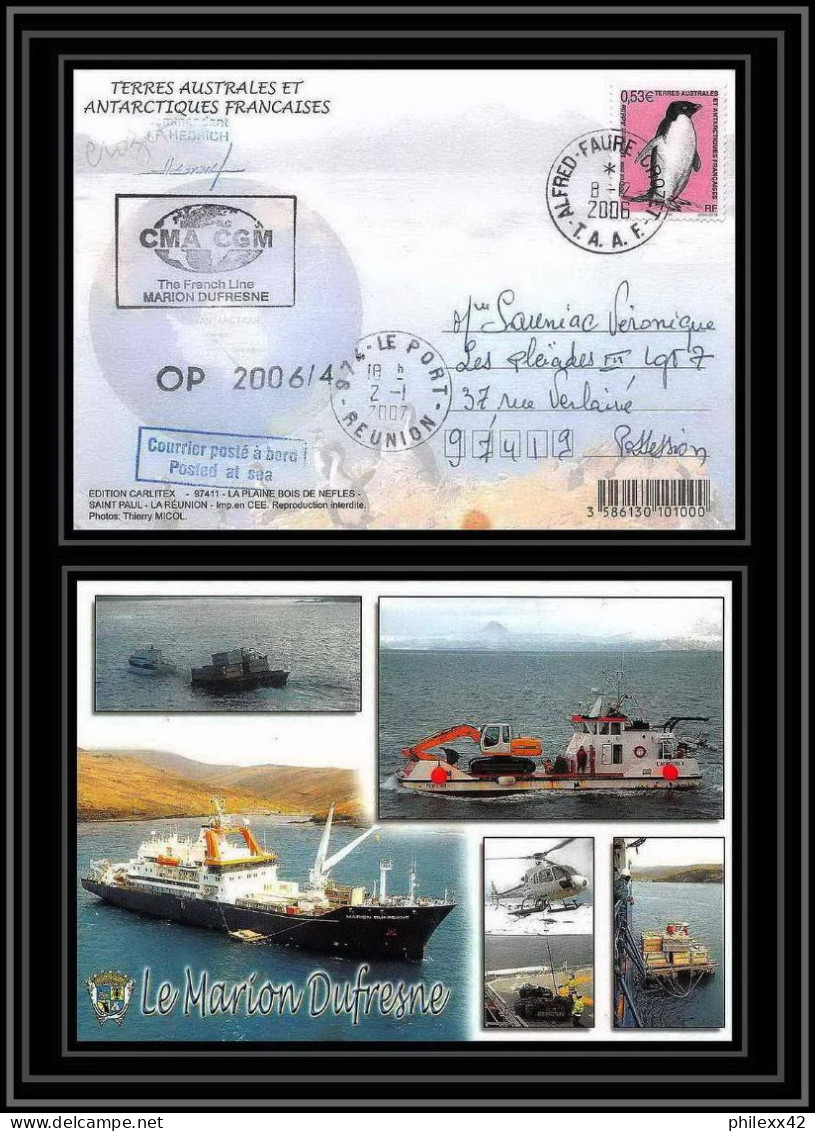 2642 ANTARCTIC Terres Australes (taaf)-carte Postale Dufresne 2 Signé Signed OP 2006/4 CROZET N°448 8/2/2006 - Antarctic Expeditions