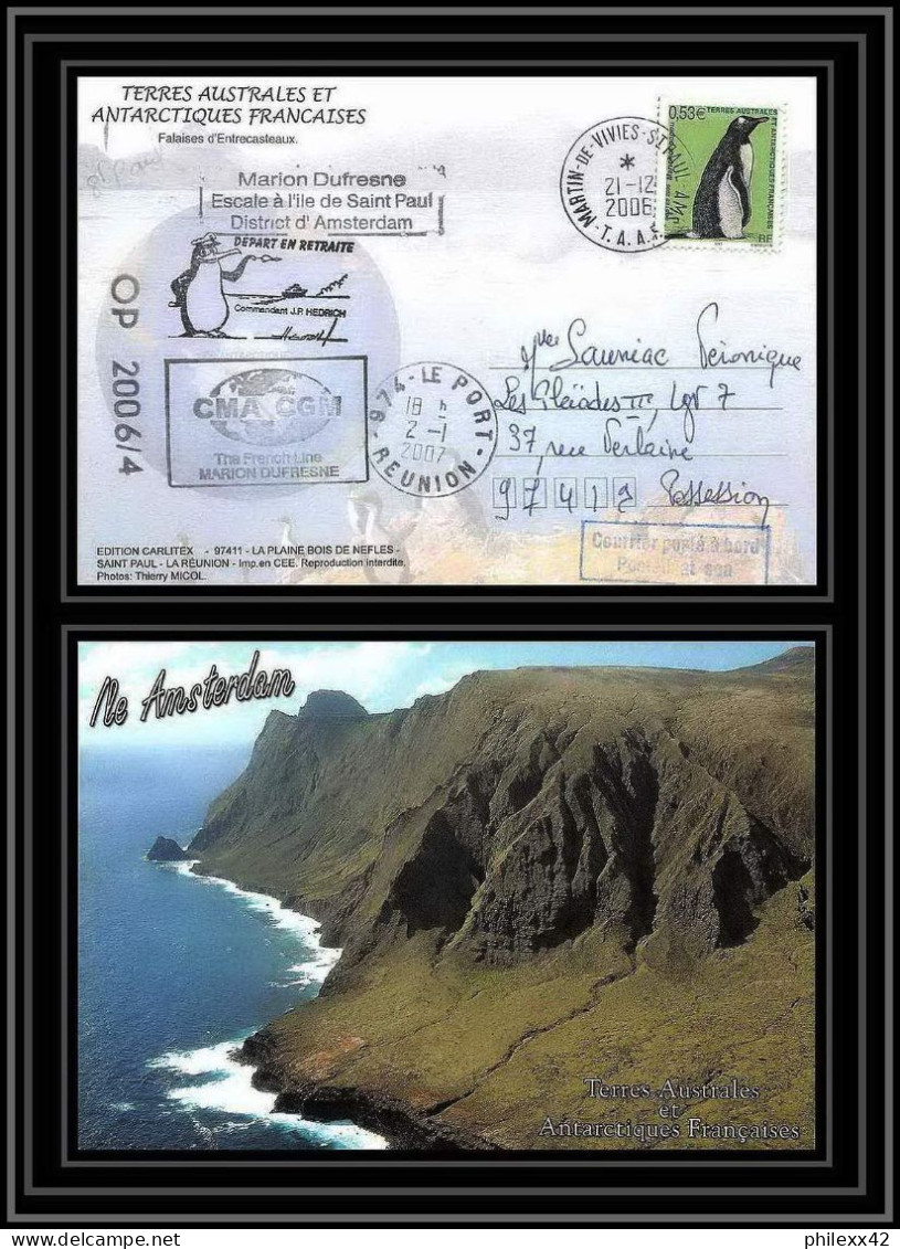 2645 ANTARCTIC Terres Australes (taaf)-carte Postale Dufresne 2 Signé Signed OP 2006/4 SAINT PAUL N°447 21/12/2006 - Expediciones Antárticas