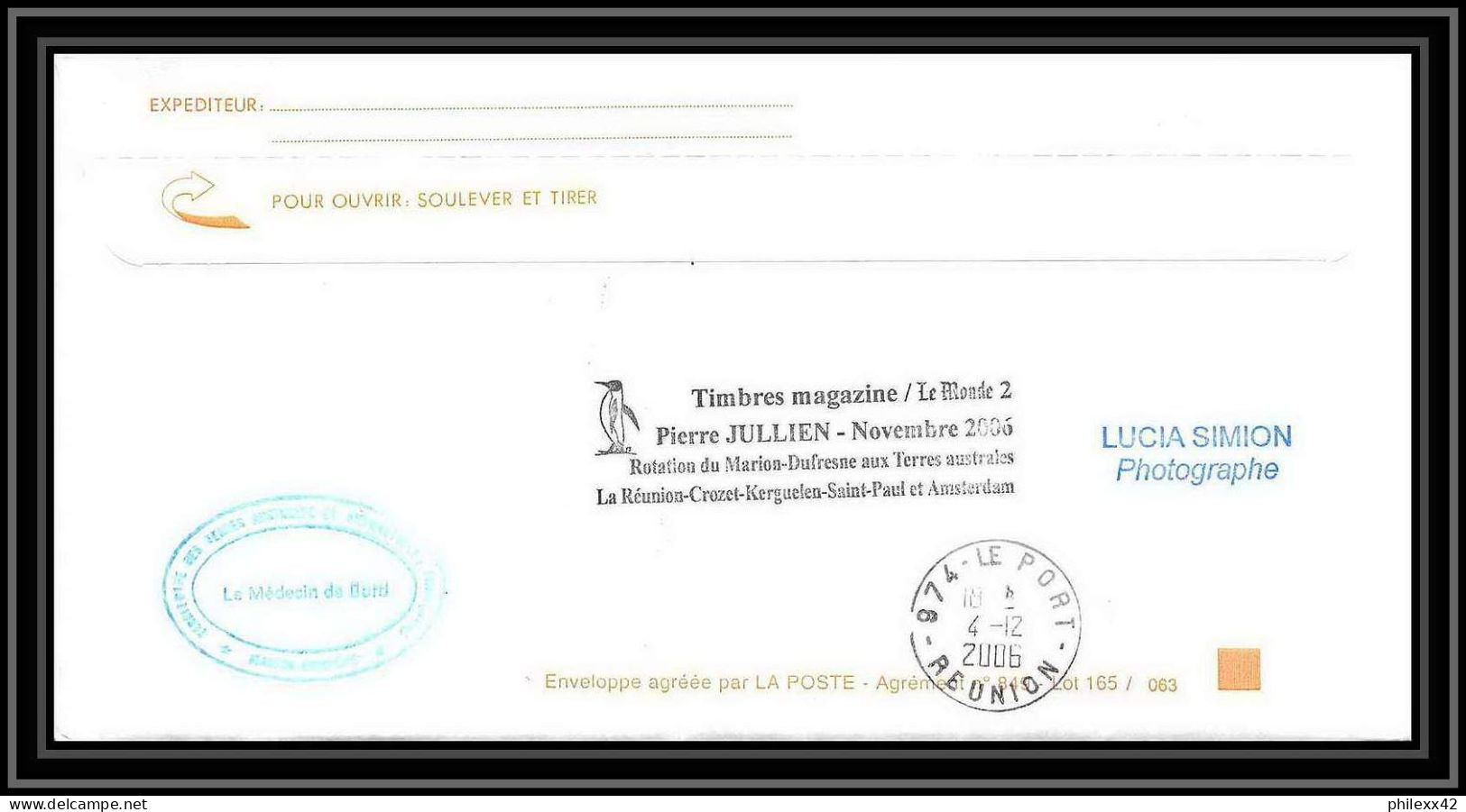 2618 ANTARCTIC Terres Australes TAAF Lettre Cover Dufresne 2 Signé Signed Op 2006/3 N°442 23/11/2006 St Paul - Spedizioni Antartiche