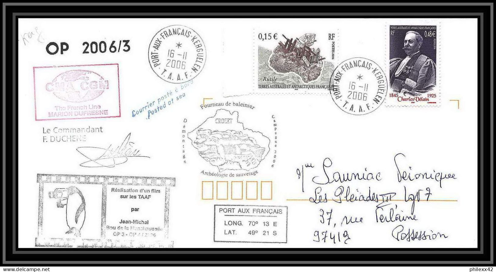 2616 ANTARCTIC Terres Australes TAAF Lettre Dufresne 2 Signé Signed Op 2006/3 N°435+436 16/11/2006 Kerguelen Telross - Antarctische Expedities