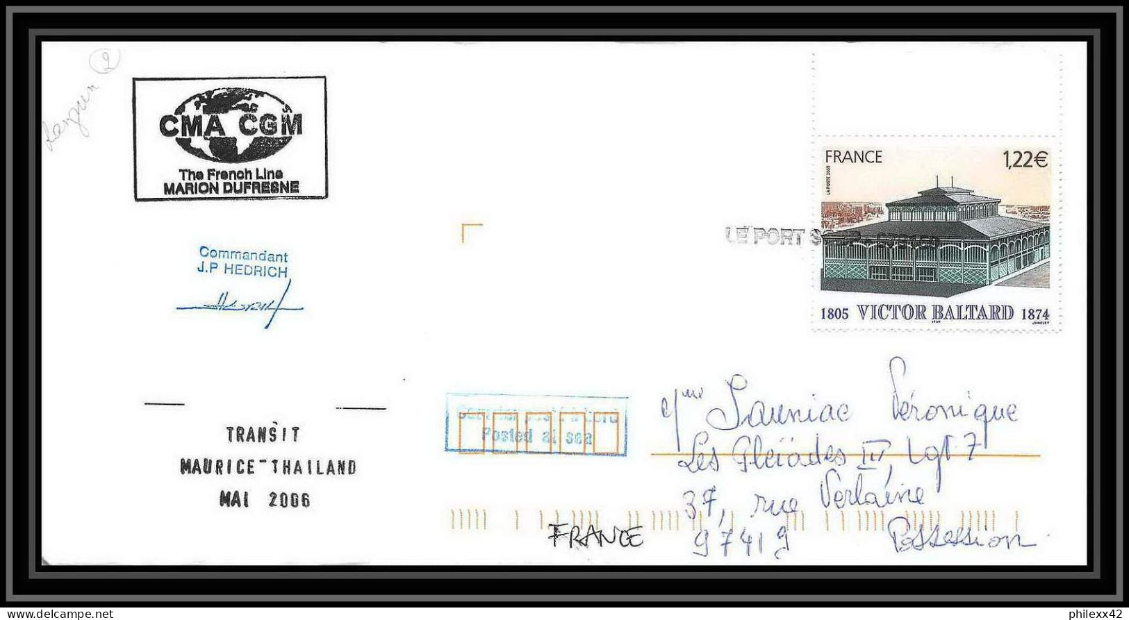 2583 ANTARCTIC Rangun -Lettre Cover Dufresne 2 Signé Signed Transit Maurice Thailande 8/6/2006 Griffe - Covers & Documents
