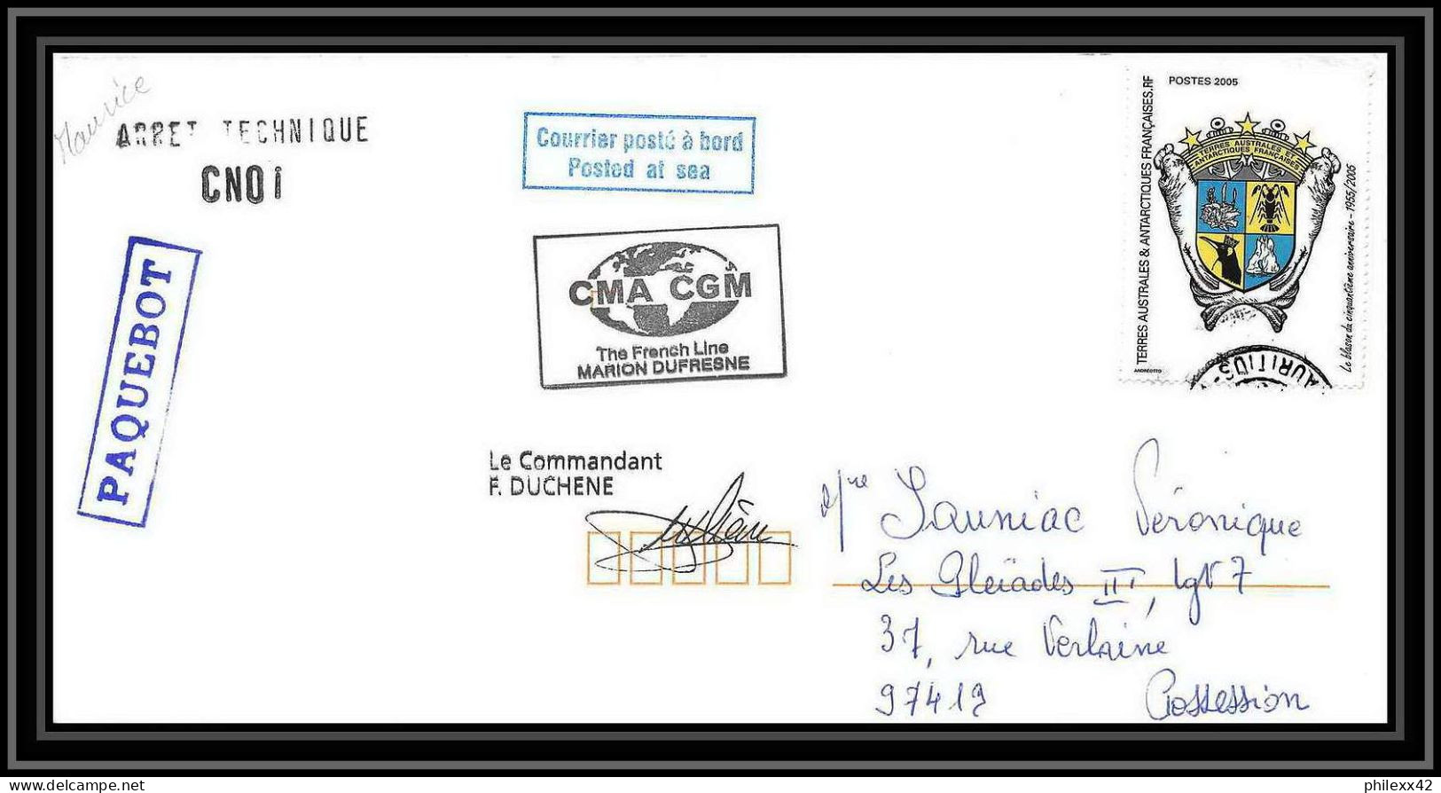 2578 ANTARCTIC MAURICE-Lettre Cover Dufresne 2 Signé Signed Arret Technique N°429 5/5/2006 - Antarctische Expedities