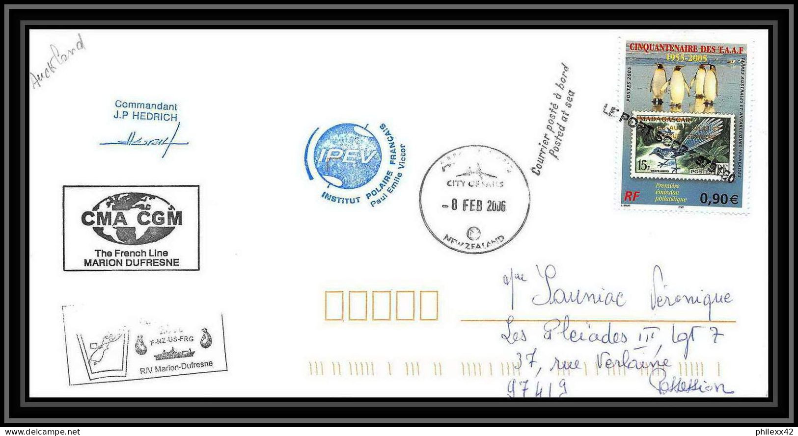 2562 ANTARCTIC NEW ZELAN AUCKLAND-Lettre Cover Dufresne 2 Signé Signed 8/2/2006 N°430 Obl Griffe - Spedizioni Antartiche