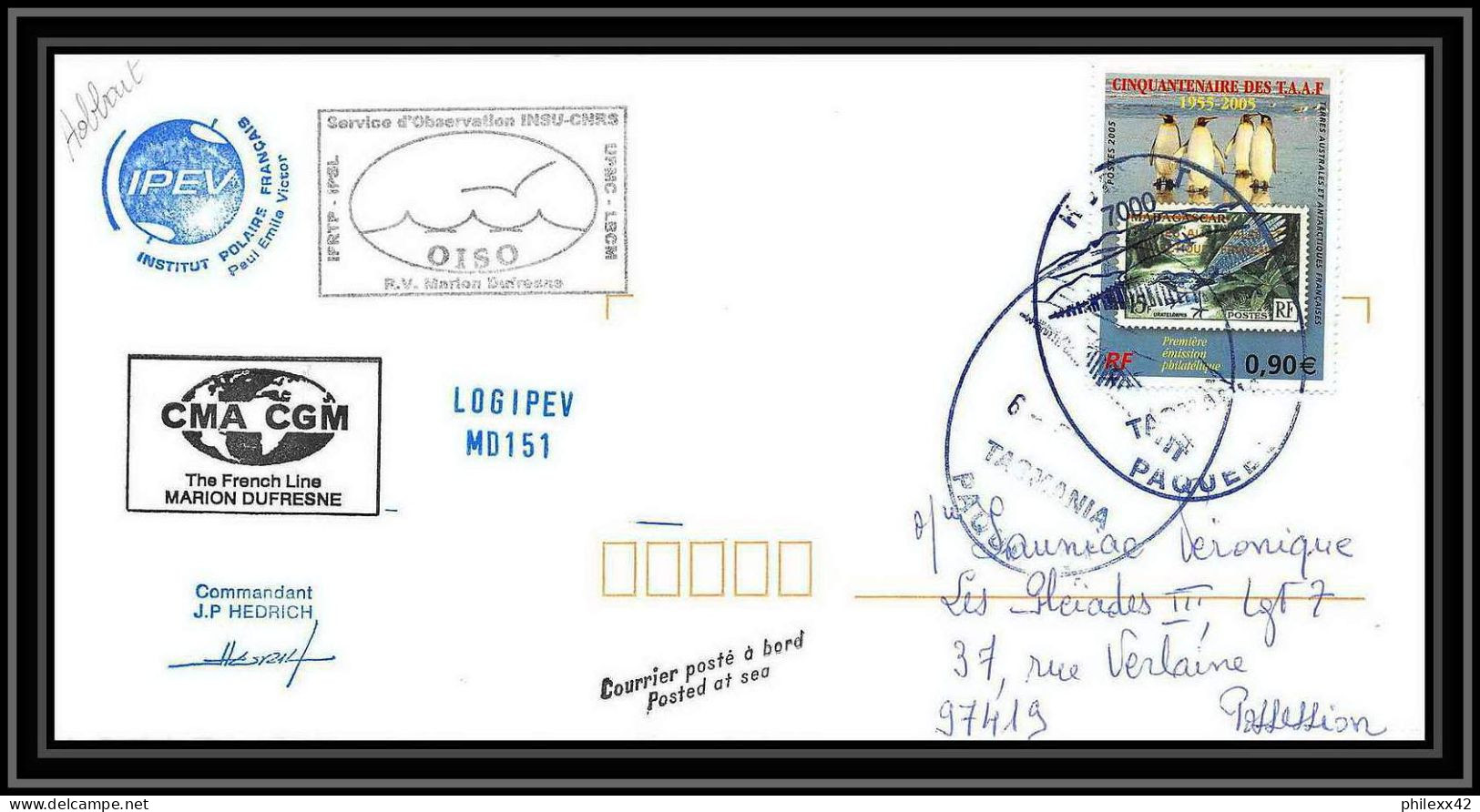 2558 ANTARCTIC HOBBART TASMANIA-Lettre Cover Dufresne 2 Signé Signed Md 151 Ipev 21/2/2006 N°430 - Briefe U. Dokumente