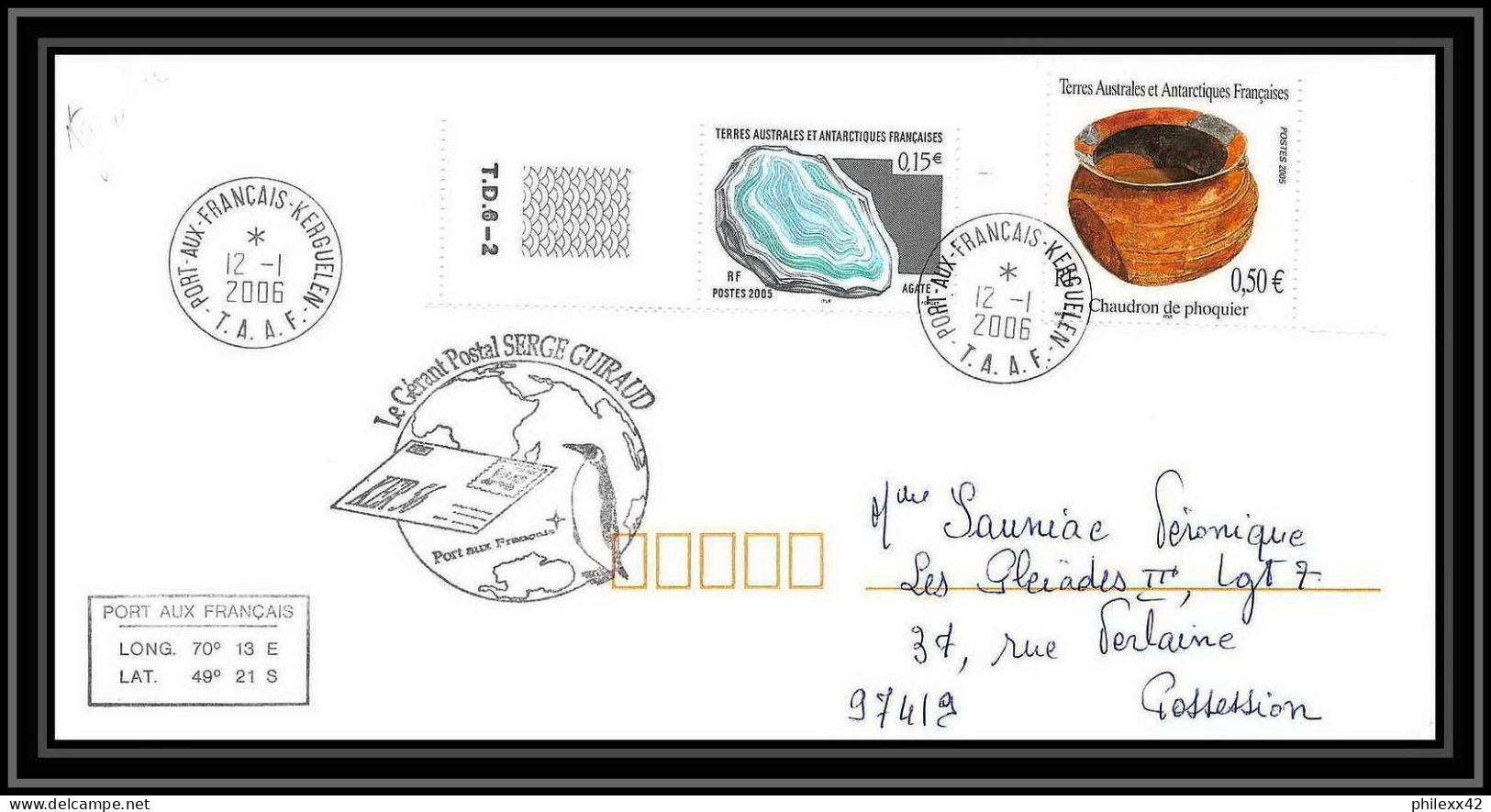 2557 ANTARCTIC Terres Australes TAAF Lettre Cover Dufresne 2 Signé Signed 12/1/2006 Ker 56 Guiraud N°409 - Antarctic Expeditions