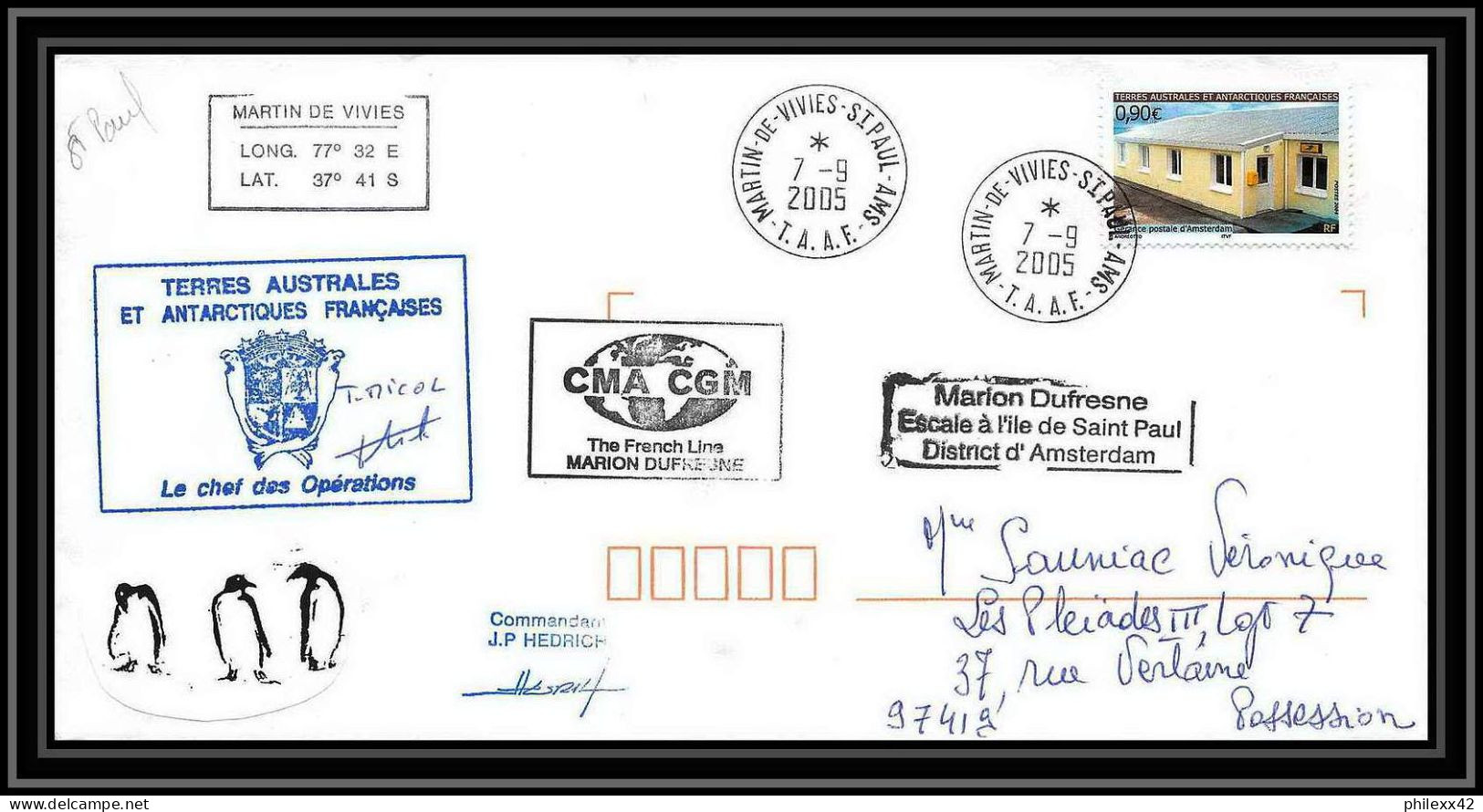 2522 ANTARCTIC Terres Australes TAAF Lettre Cover 10 Ans Du Dufresne 2 Signé Signed N°395 7/9/2005 - Antarctische Expedities