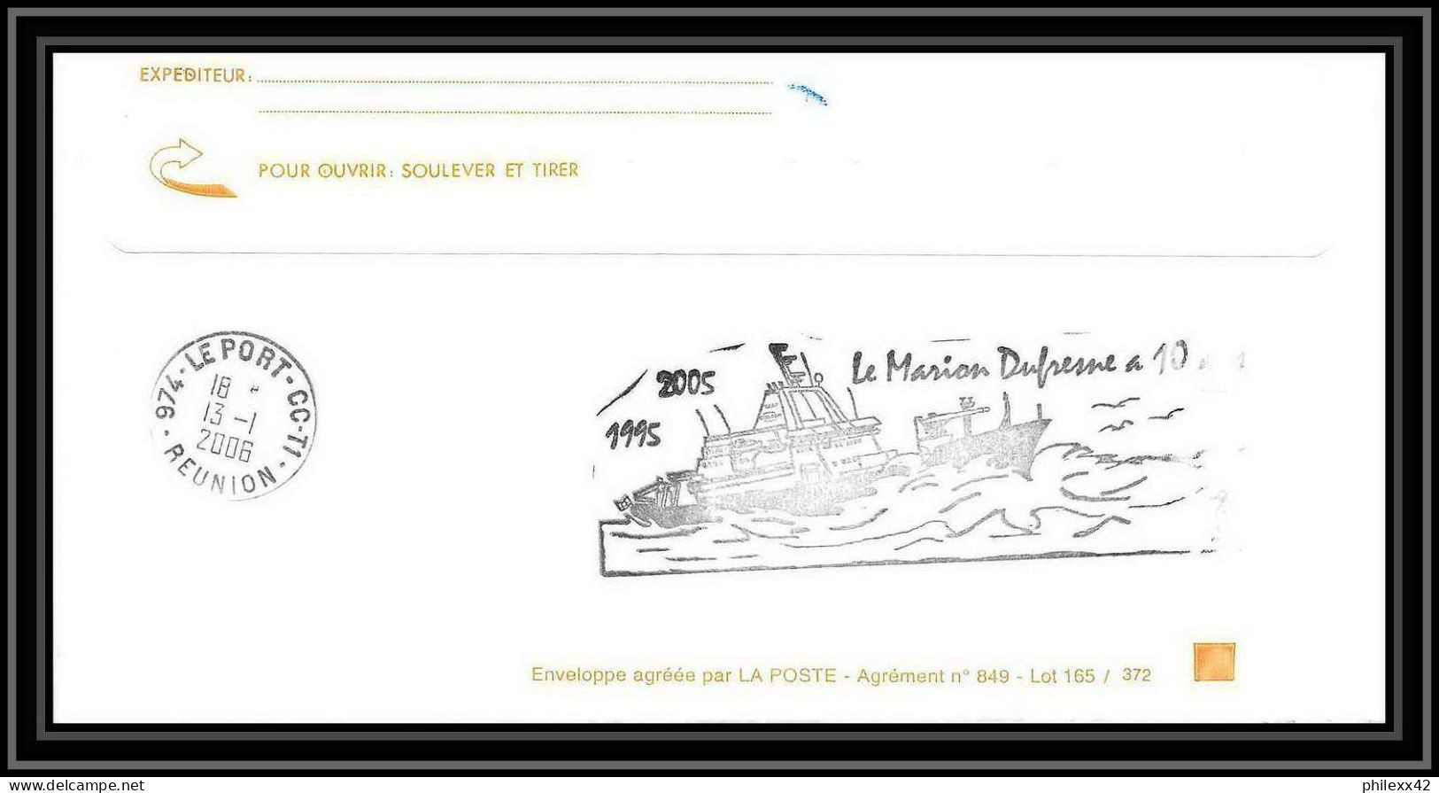 2547 ANTARCTIC Terres Australes TAAF Lettre Dufresne 2 Signé Signed OP 2005/4 Kerguelen 21/12/2005 N°411 Volute - Antarctische Expedities