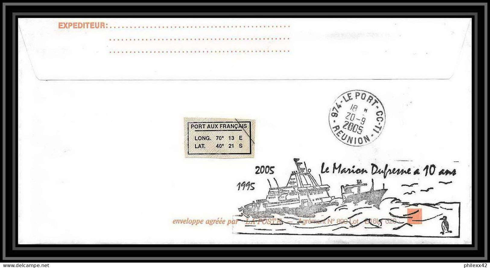 2518 ANTARCTIC Terres Australes TAAF Lettre Cover 10 Ans Du Dufresne 2 Signé Signed N°397 KERGUELEN 31/8/2005 - Expediciones Antárticas