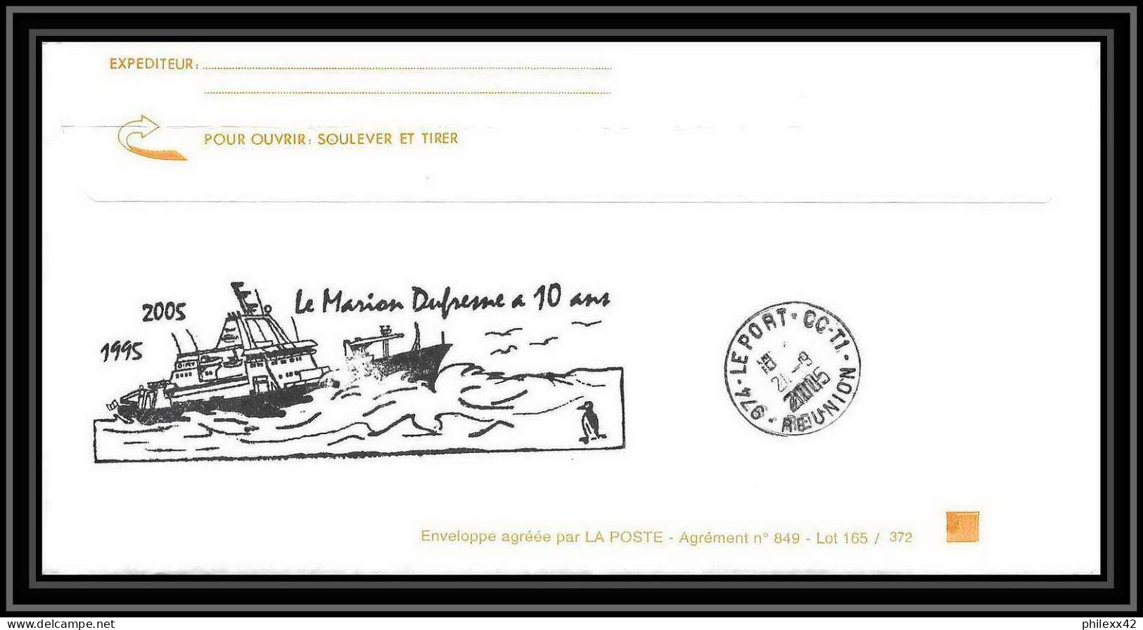 2521 ANTARCTIC Terres Australes TAAF Lettre Cover 10 Ans Du Dufresne 2 Signé Signed N°406 7/9/2005 Coin Daté - Briefe U. Dokumente