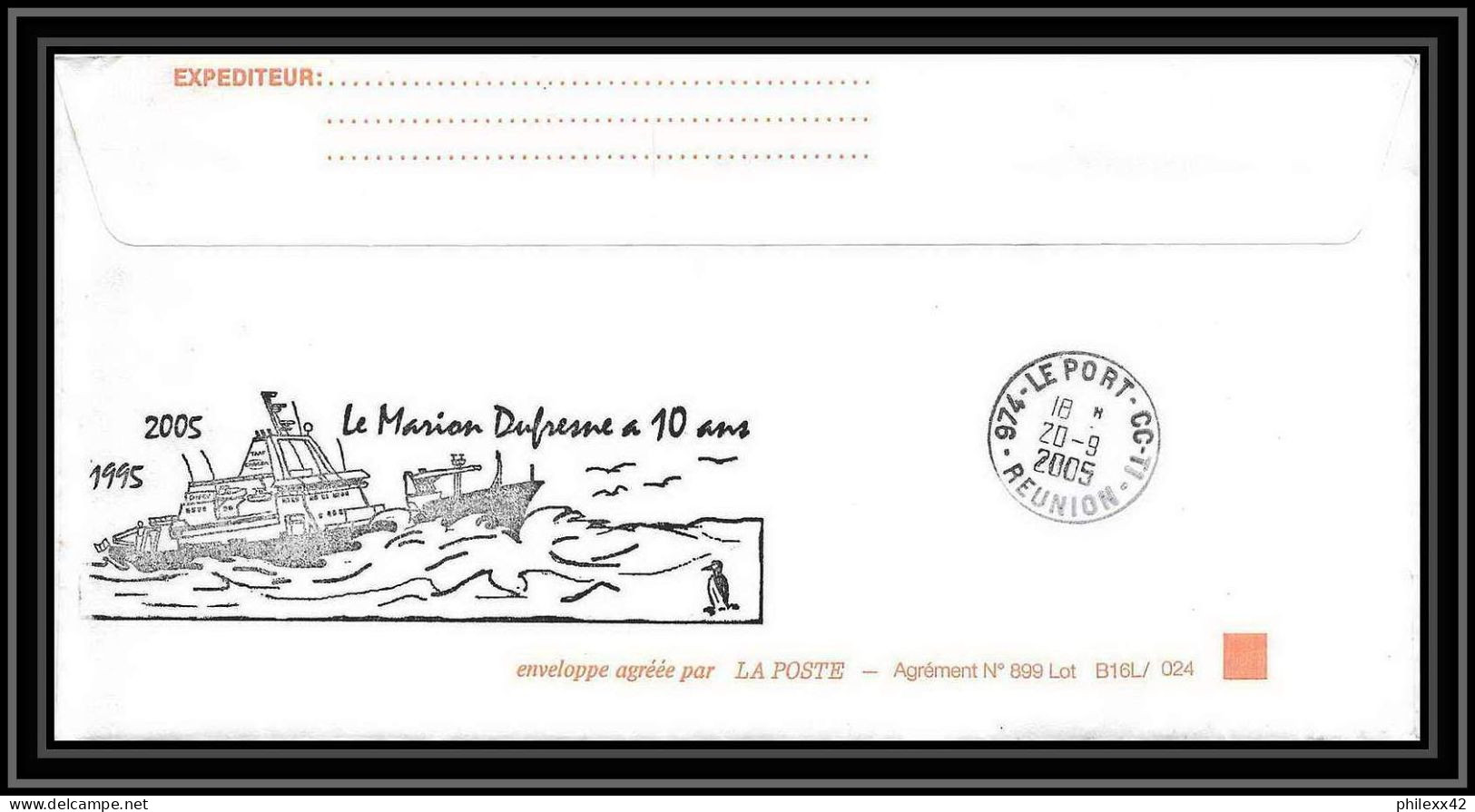 2517 ANTARCTIC Terres Australes TAAF Lettre Cover 10 Ans Du Dufresne 2 Signé Signed N°358 KERGUELEN 31/8/2005 - Brieven En Documenten