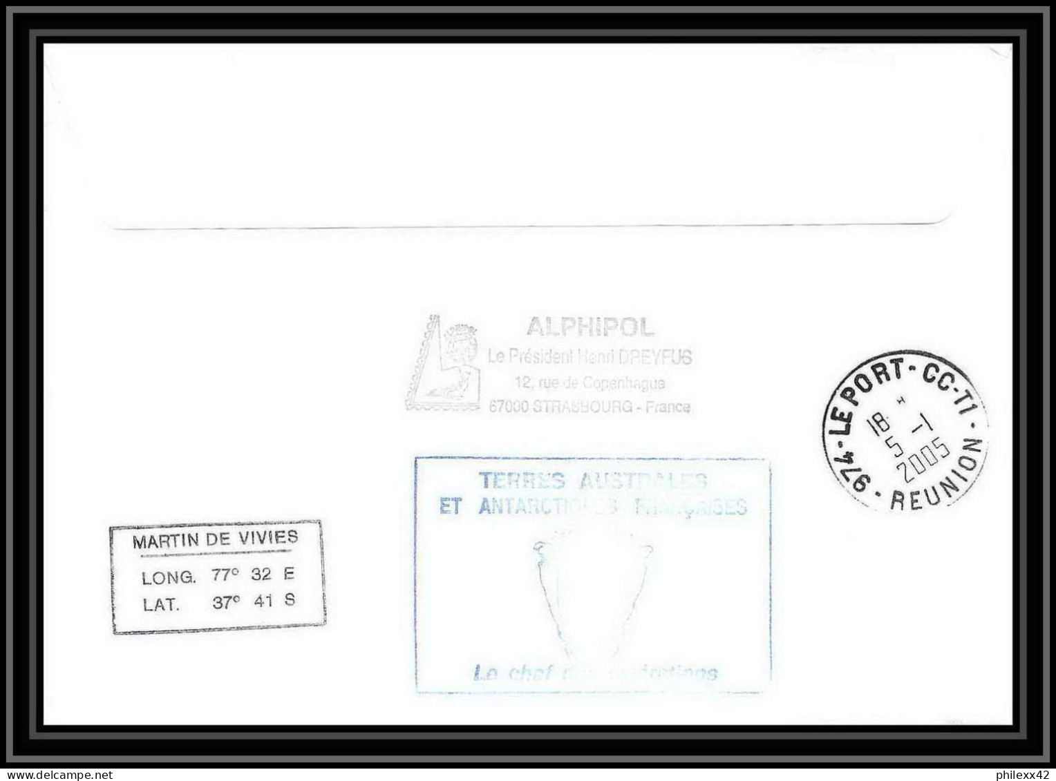 2480 ANTARCTIC Terres Australes TAAF Lettre Cover Dufresne 2 Signé Signed OP 2004/4 N°392 21/12/2004 Helilagon - Helicopters