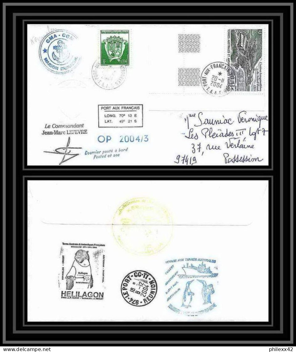 2472 ANTARCTIC Terres Australes TAAF Lettre Cover Dufresne 2 Signé Signed OP 2004/3 20/11/2004 N°349 Helilagon - Hubschrauber