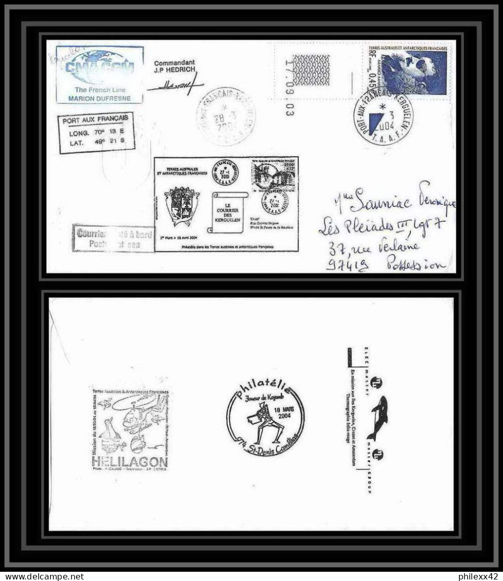 2437 Dufresne 2 Signé Signed N°391 28/3/2004 ELEC MASTER GROUP ANTARCTIC Terres Australes (taaf) Lettre Cover Coin Daté - Antarktis-Expeditionen