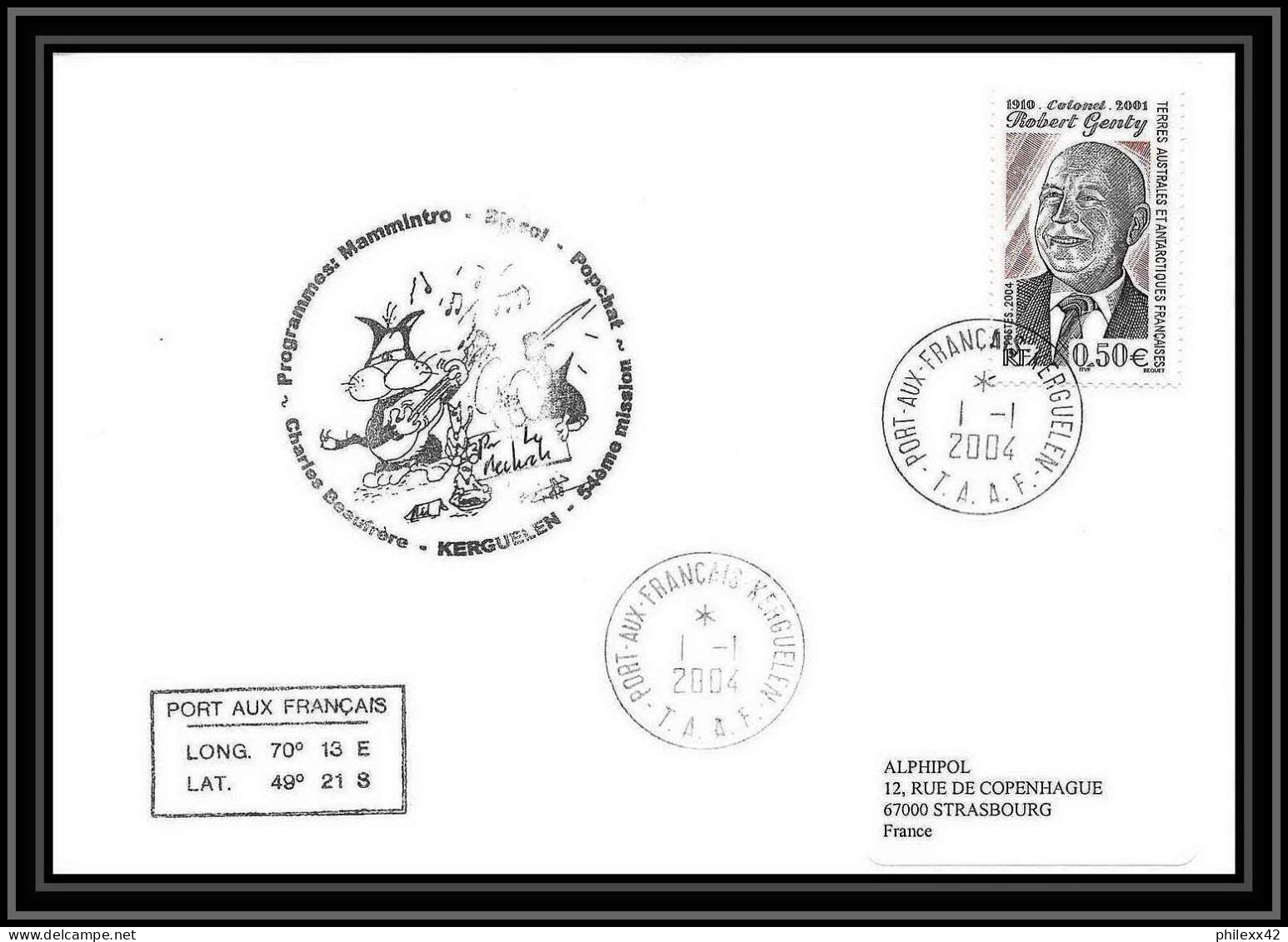 2432 Dufresne 2 N°392 PROGRAMMES MAMMINTRO 1/1/2004 ANTARCTIC Terres Australes (taaf) Lettre Cover - Covers & Documents