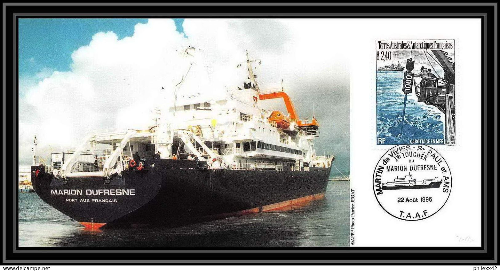 2349 ANTARCTIC Terres Australes TAAF Lettre Cover Dufresne 2 N°187 Amsterdam Premier Toucher 22/8/1995 - Covers & Documents