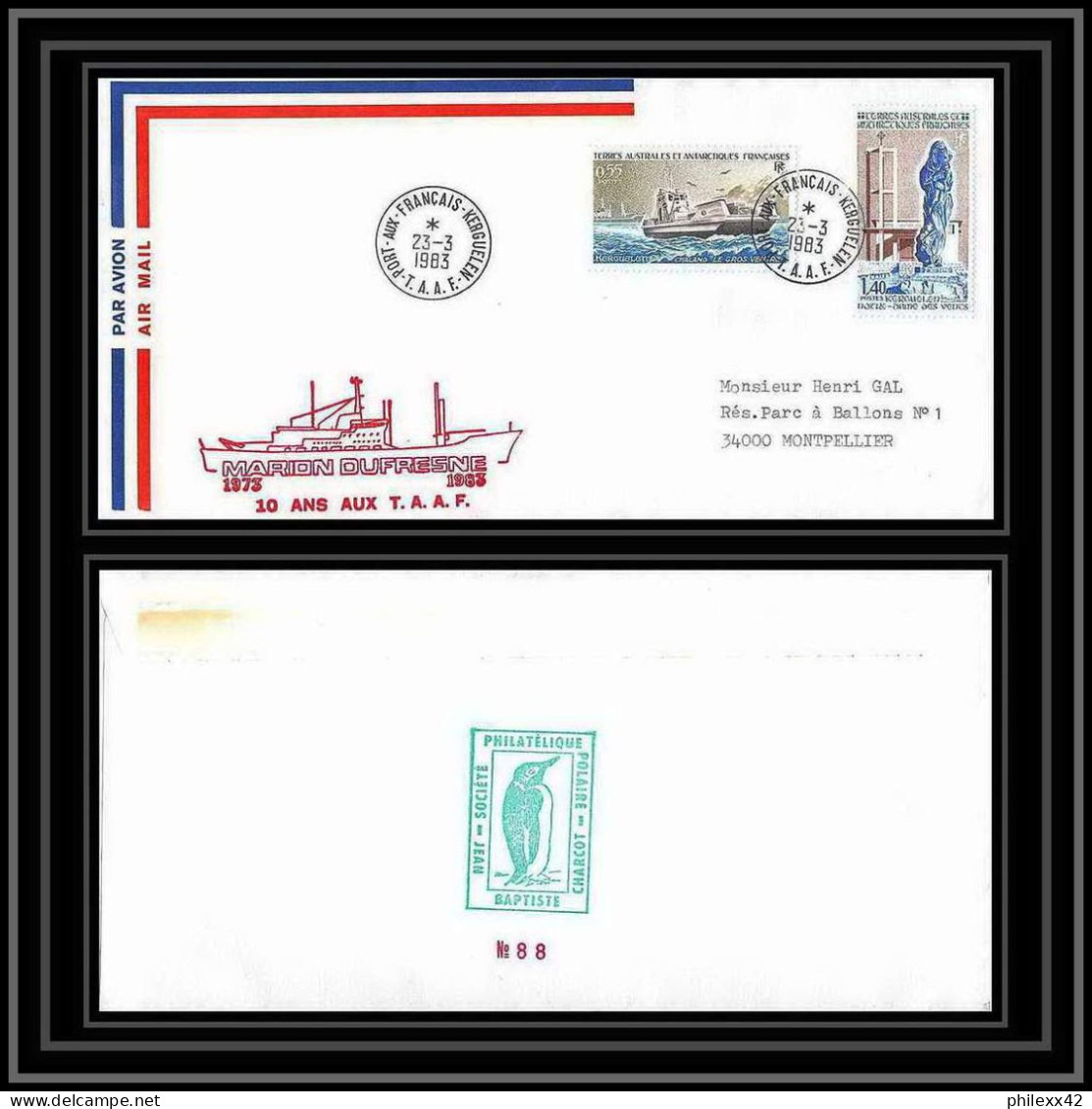 2255 ANTARCTIC Terres Australes TAAF Lettre Cover Dufresne 23/3/983 - Spedizioni Antartiche