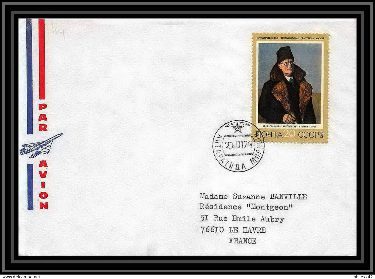 2035 Antarctic Russie (Russia Urss USSR) Lettre (cover) 27/01/1974 - Estaciones Científicas