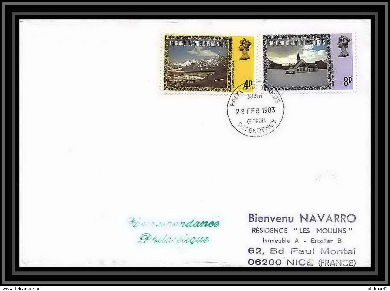2023 Antarctic Falklands Malouines Lettre (cover) 28/2/1983 - Research Stations