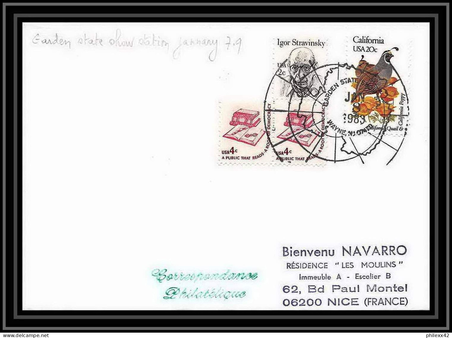 2000 Antarctic USA Lettre (cover) Garden State Show Station 8/1/1983 - Scientific Stations & Arctic Drifting Stations