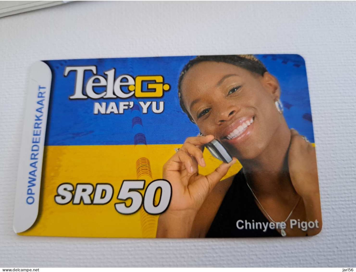 SURINAME US $50  / UNITS GSM  PREPAID /CHINYERE PIGOT  / HIGH VALUE !!     MOBILE CARD           **16586 ** - Suriname