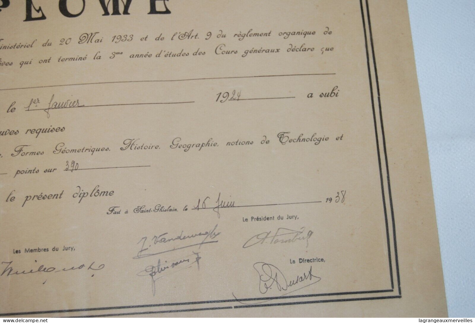 AF1 Diplôme - Soeurs - Saint Ghislain - 1938 Mons - Diplomas Y Calificaciones Escolares