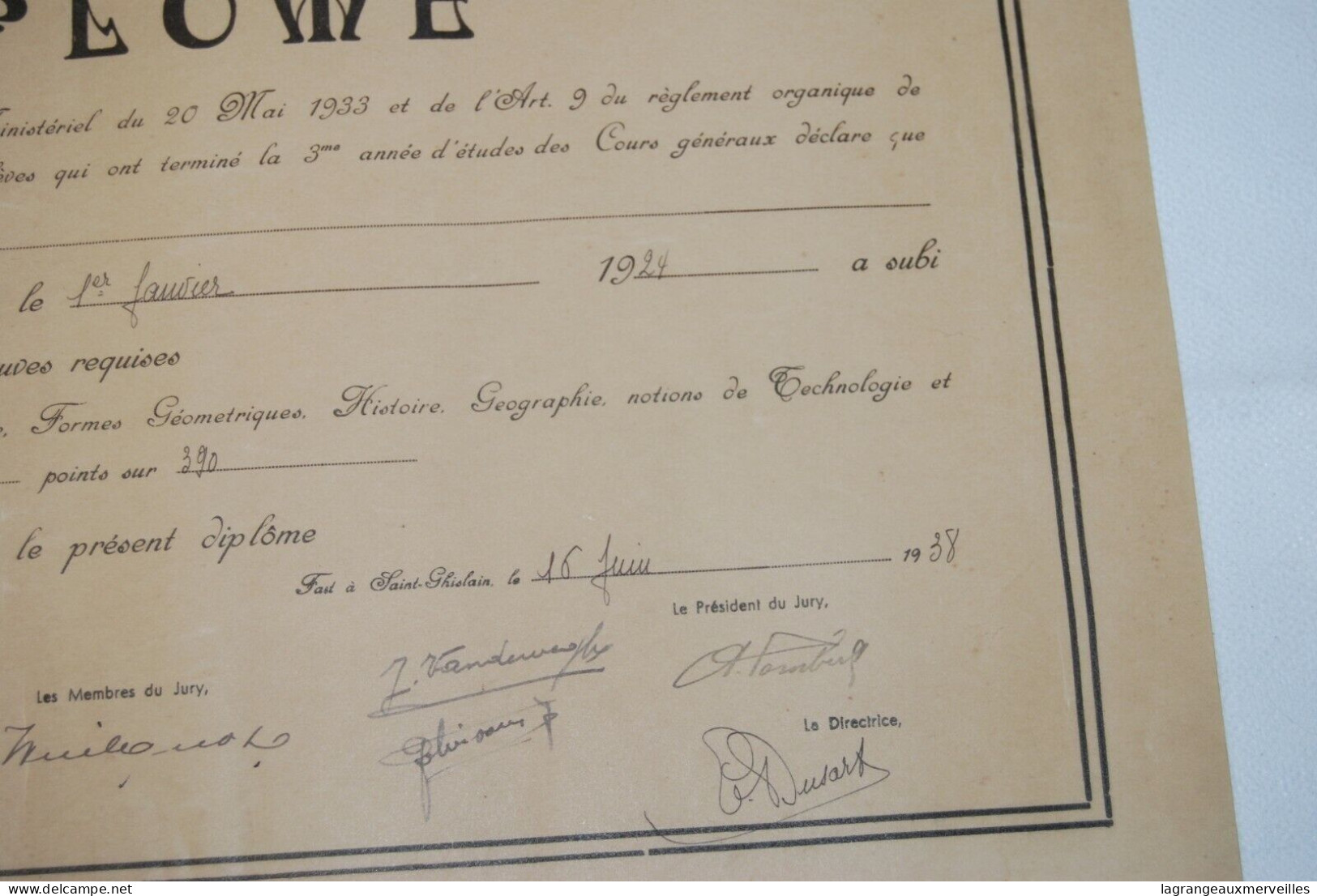AF1 Diplôme - Soeurs - Saint Ghislain - 1938 Mons - Diplômes & Bulletins Scolaires